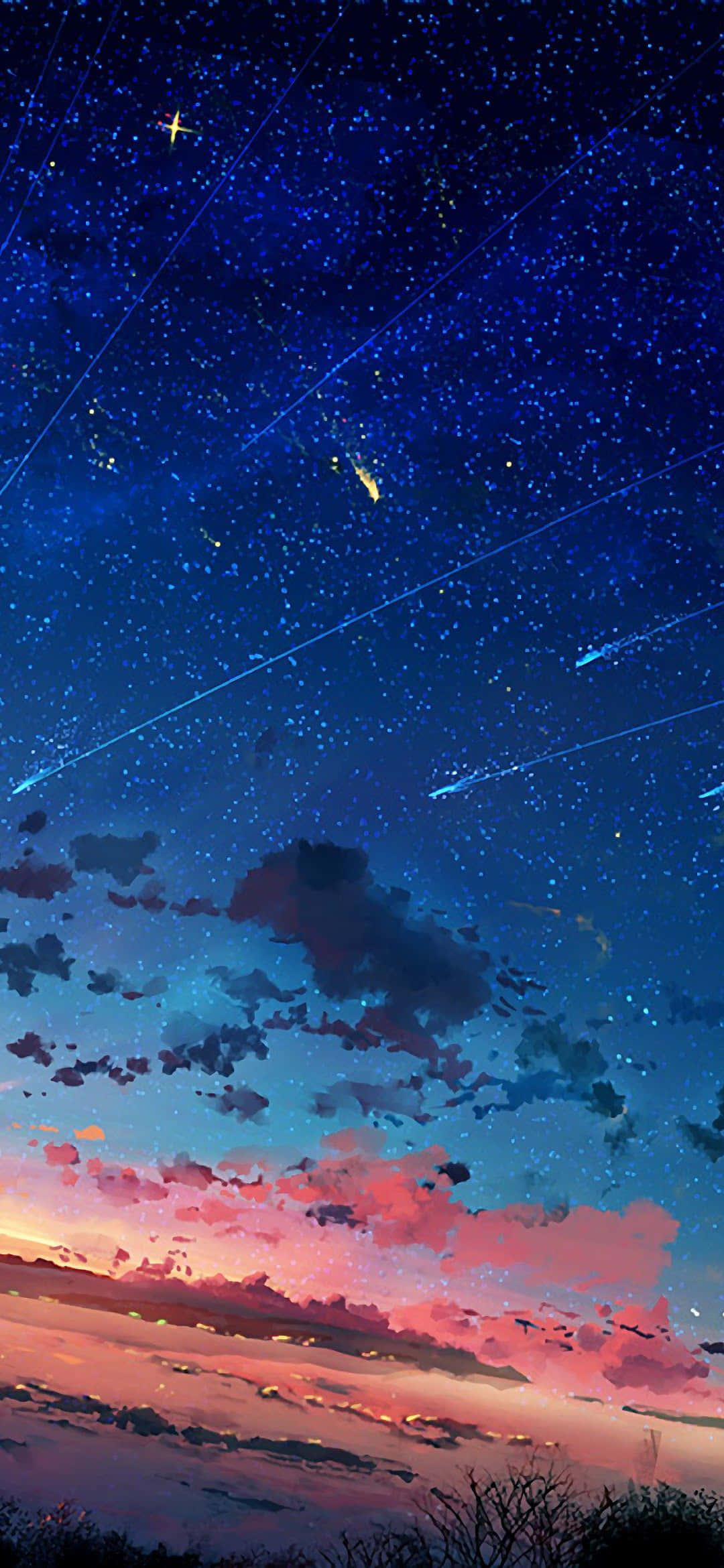 1080x2340 4K Anime Yıldız Günbatımı Gökyüzü Duvar Kağıdı