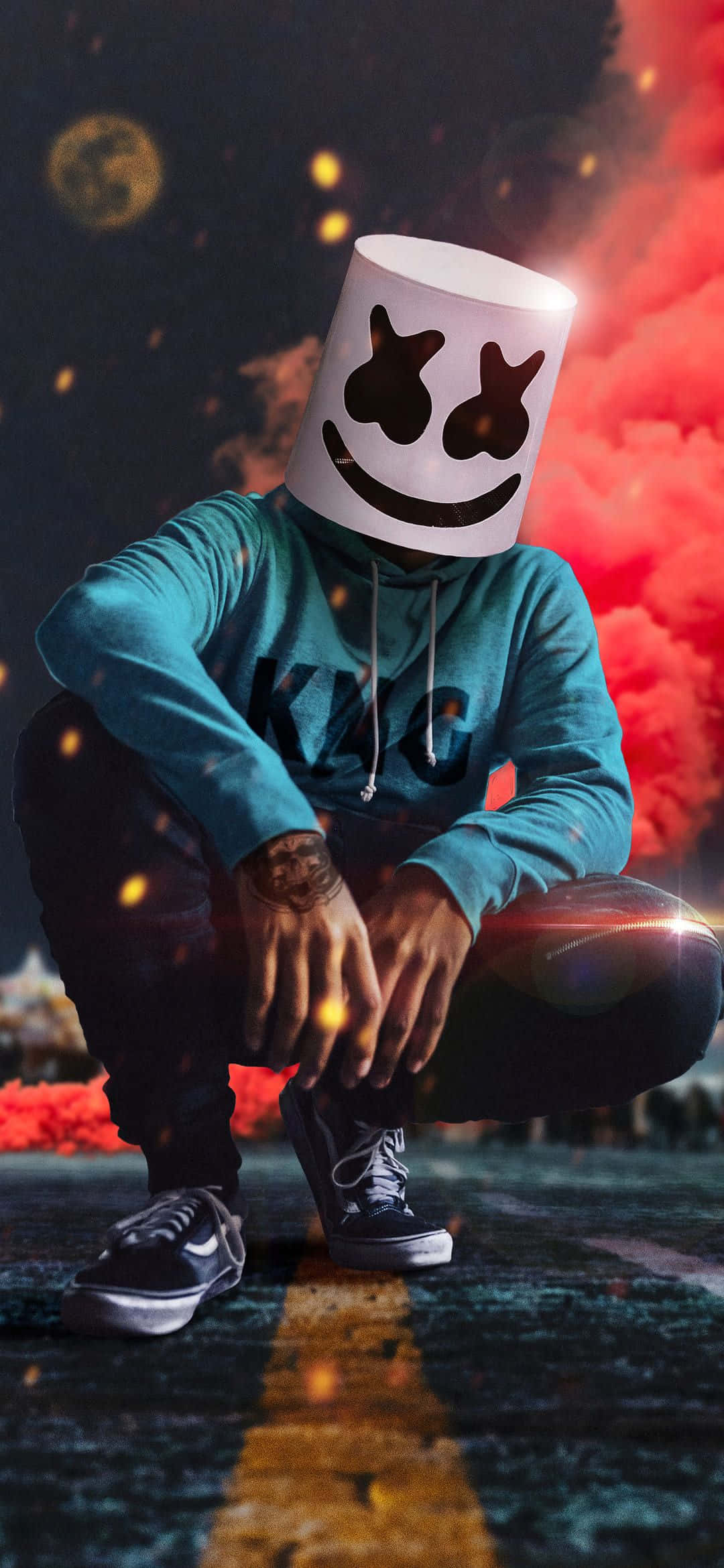 1080x2340 4K Marshmello Renkli Duman Duvar Kağıdı