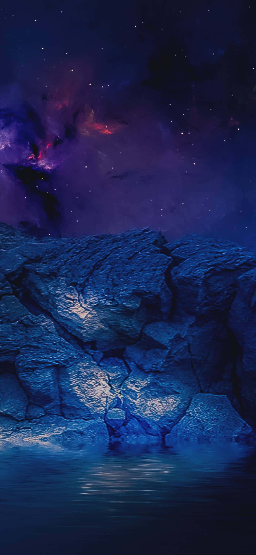 1080x2340 4K Mor Nebula Bulut Ağacı Duvar Kağıdı