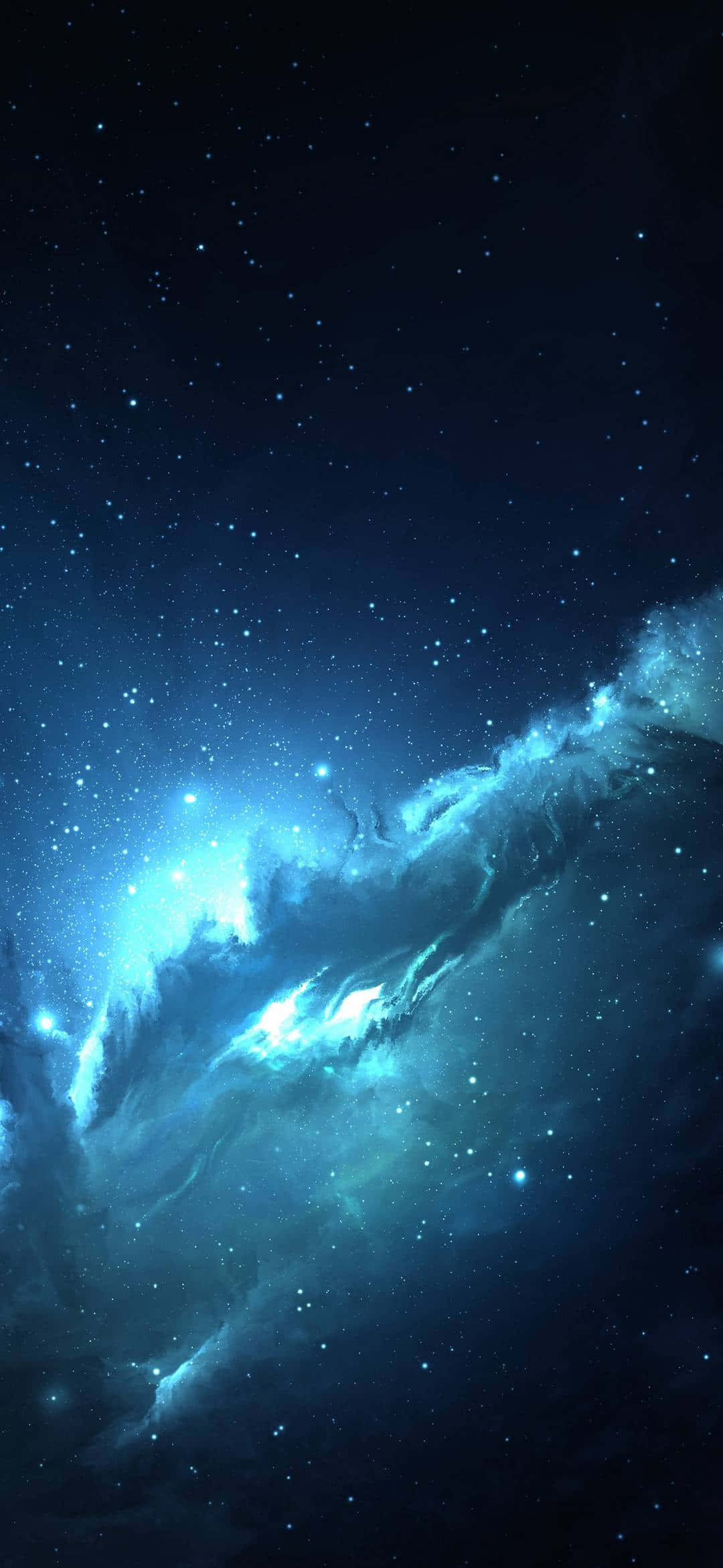 1080x2340 4K Neon Mavi Nebula Duvar Kağıdı