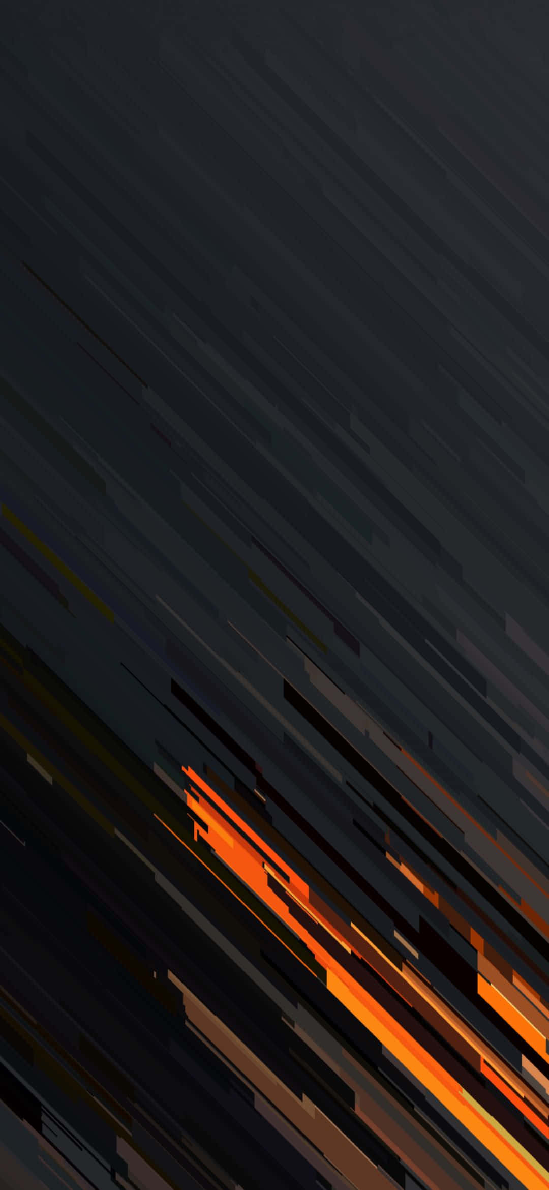 1080x2340 4K Soyut Siyah Turuncu Çizgiler Duvar Kağıdı