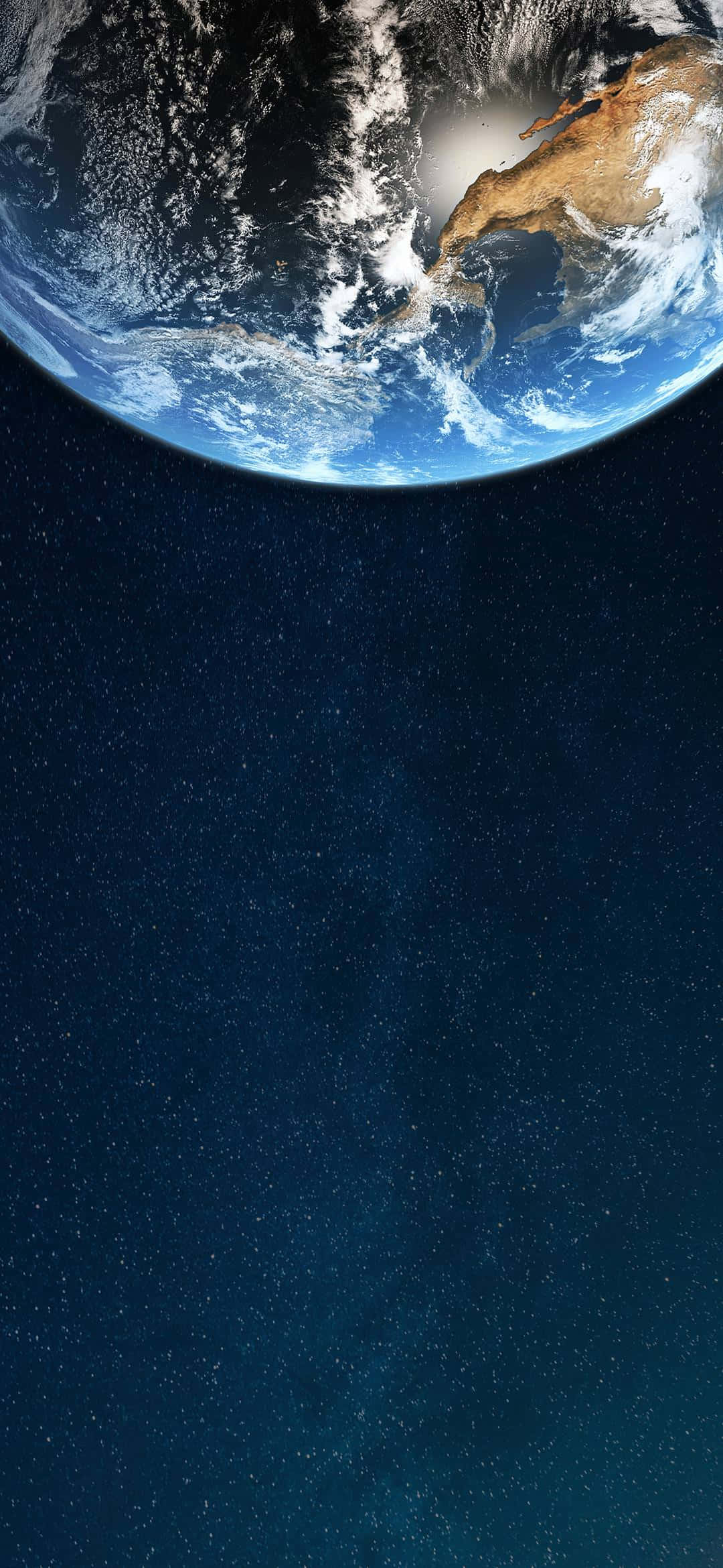 1080x2340 4K Yarım Dünya Uzay Arka Planı Duvar Kağıdı