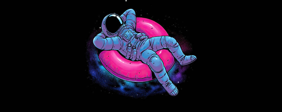 1200x480 Astronot Pembe Halka Şamandırada Duvar Kağıdı