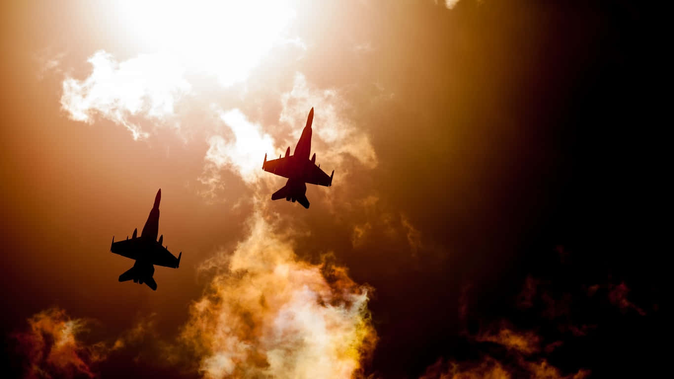 1366x768 Jumbo Jets Arka Plan Gökyüzünde Duvar Kağıdı