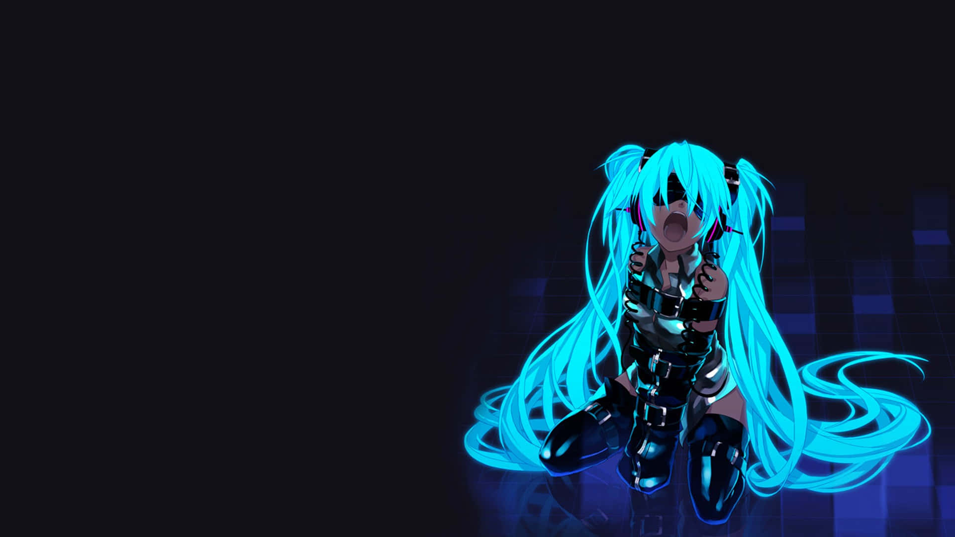 1920x1080 Anime Hatsune Miku Mavi Işıltılı — Mavi estetik GIF Duvar Kağıdı