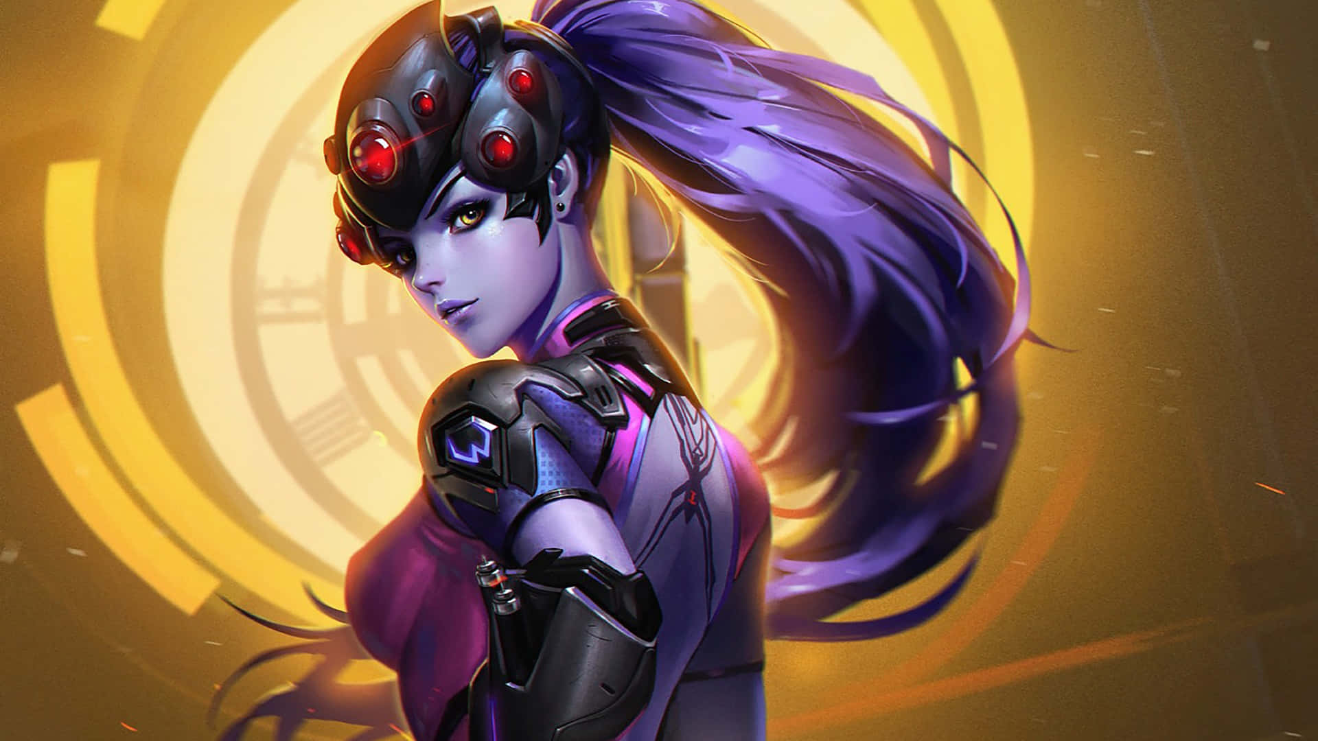 1920x1080 Overwatch Widowmaker Mor Arka Plan Duvar Kağıdı