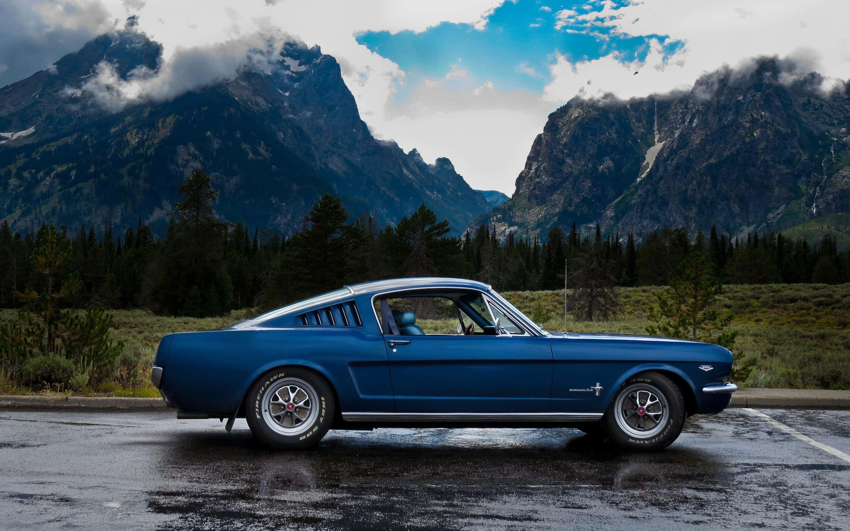 1966 Ford Mustang Fastback'in Çarpıcı Manzarası Duvar Kağıdı