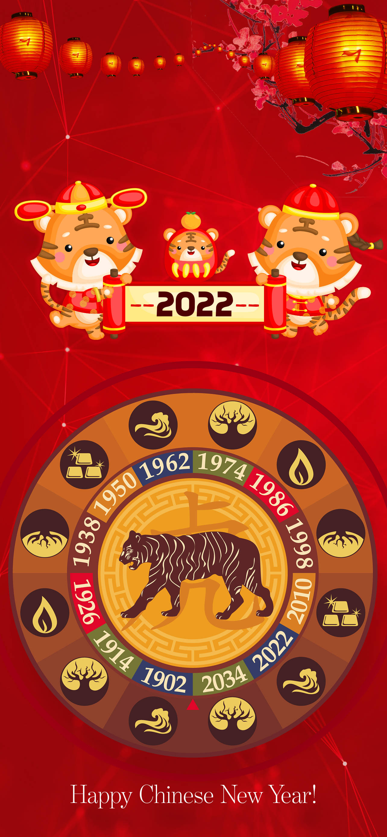 2022 Çin Yeni Yılı Sanatı Duvar Kağıdı