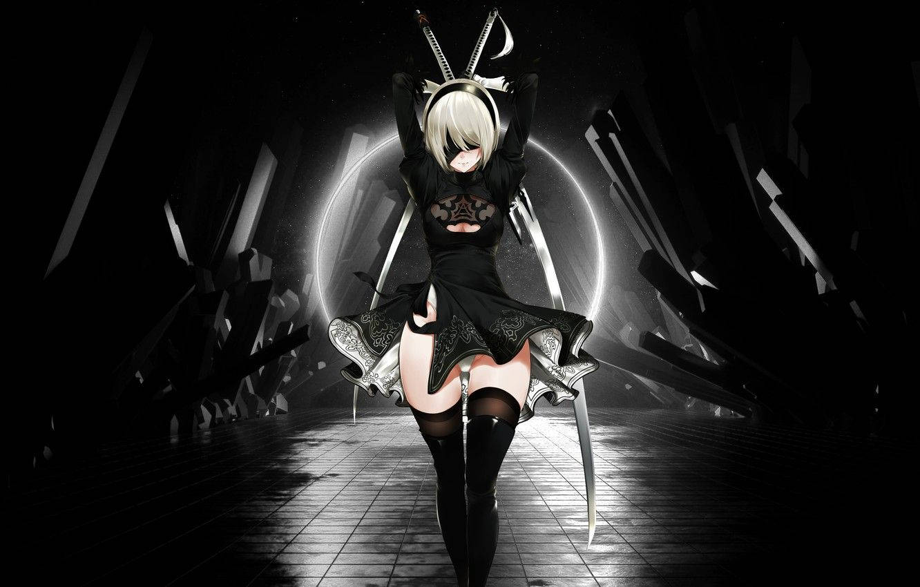 2B Siyah Anime Duvar Kağıdı
