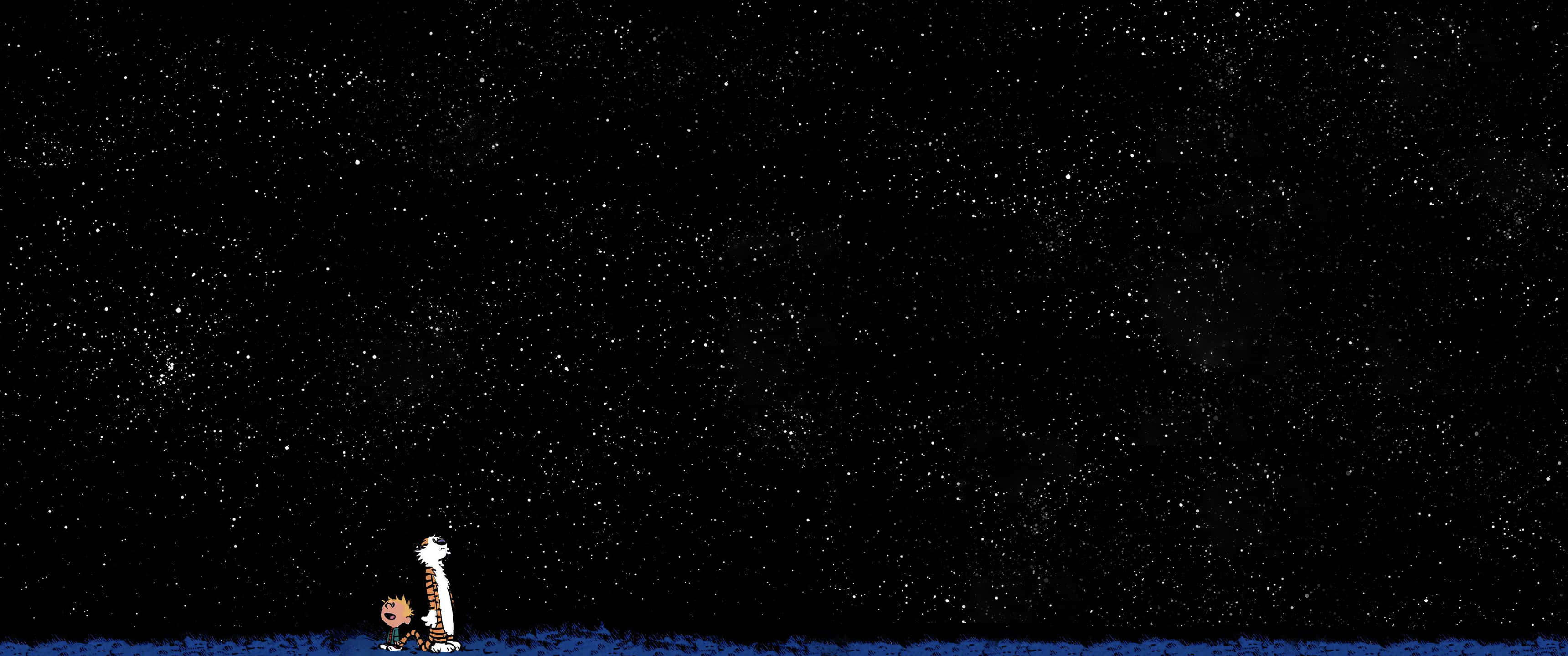 3440x1440 Uzay Calvin ve Hobbes Duvar Kağıdı