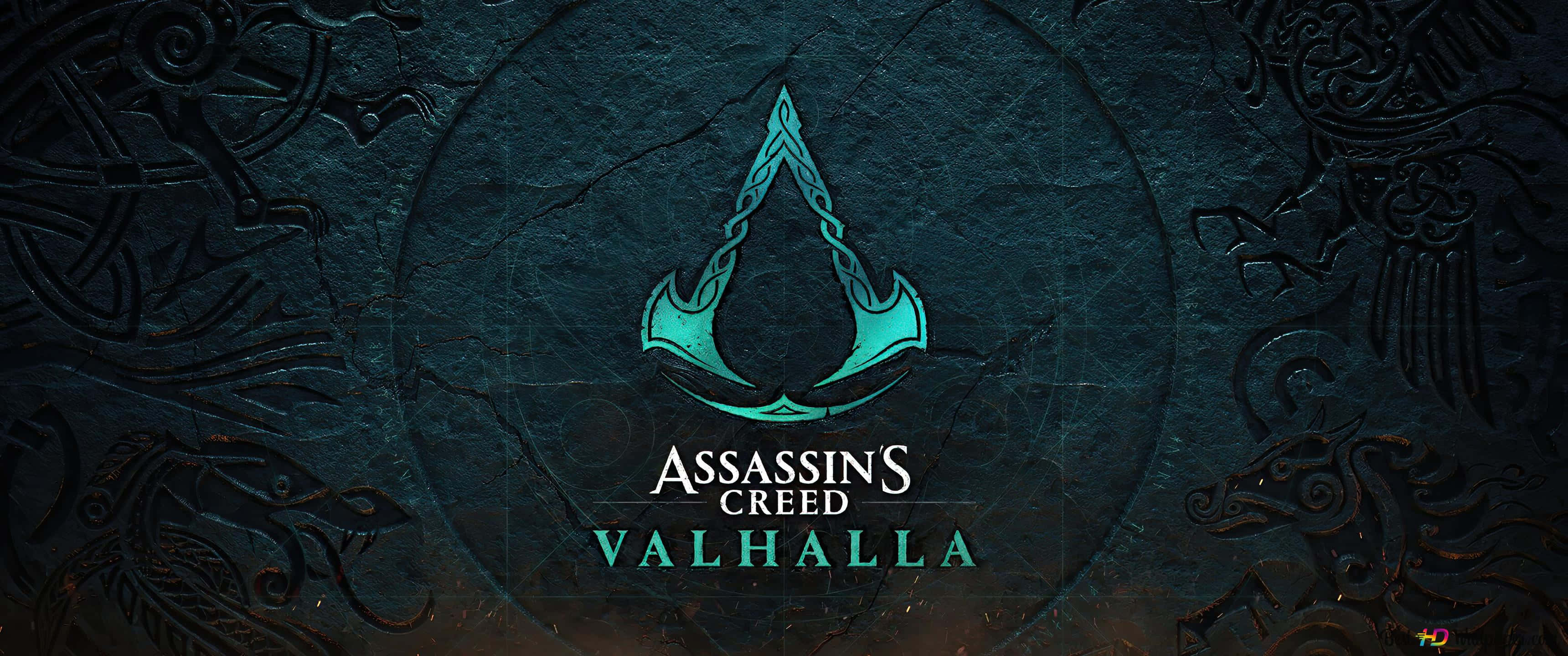 3440x1440p Assassin's Creed Odyssey Arka Plan Assassins' Creed Valhalla Yeşil Logo Duvar Kağıdı