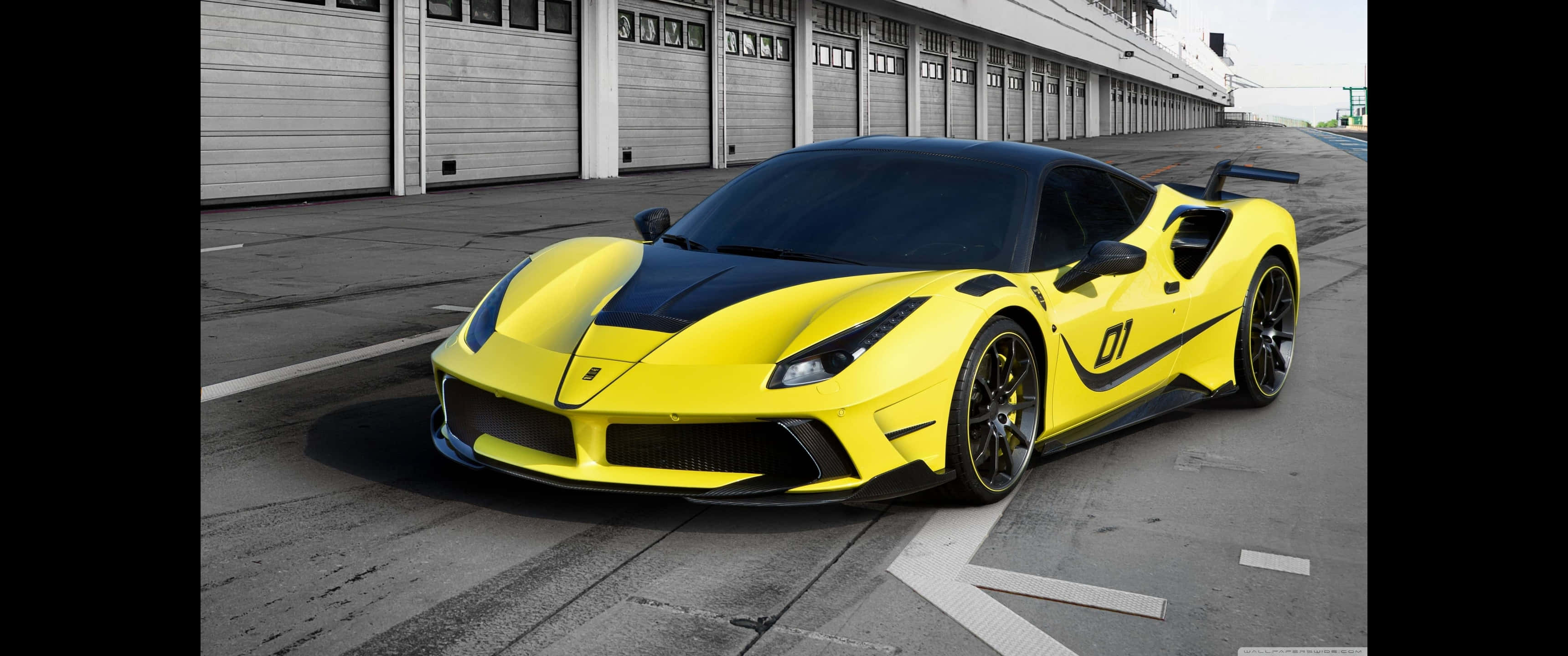 3440x1440p Ferrari Arka Plan Siyah Kalkan Duvar Kağıdı
