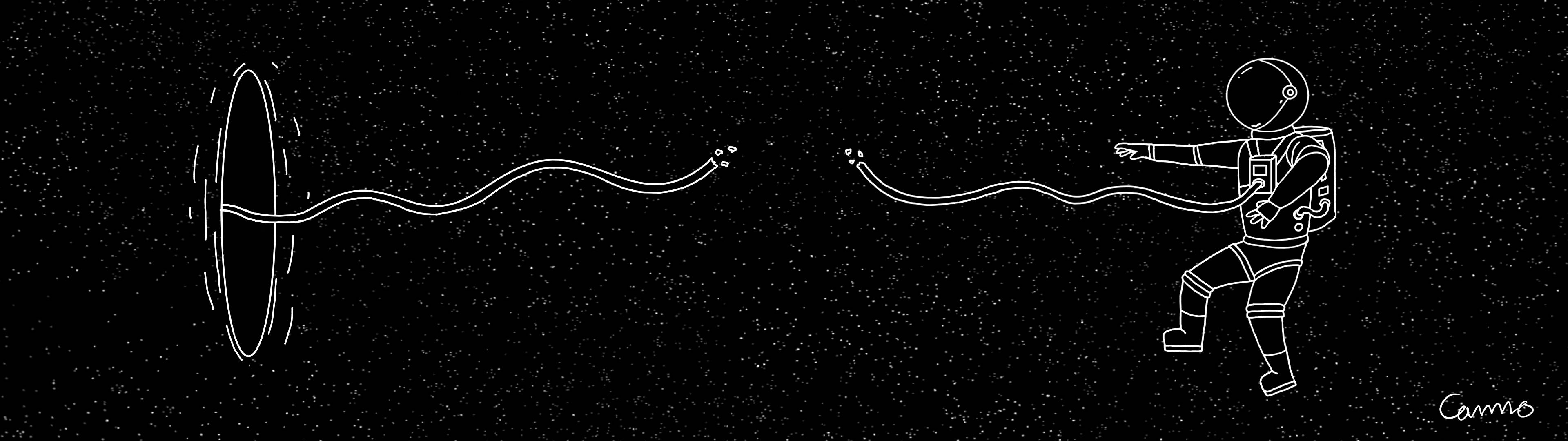 3840x1080 4K Astronot Çizgi Sanatı Duvar Kağıdı