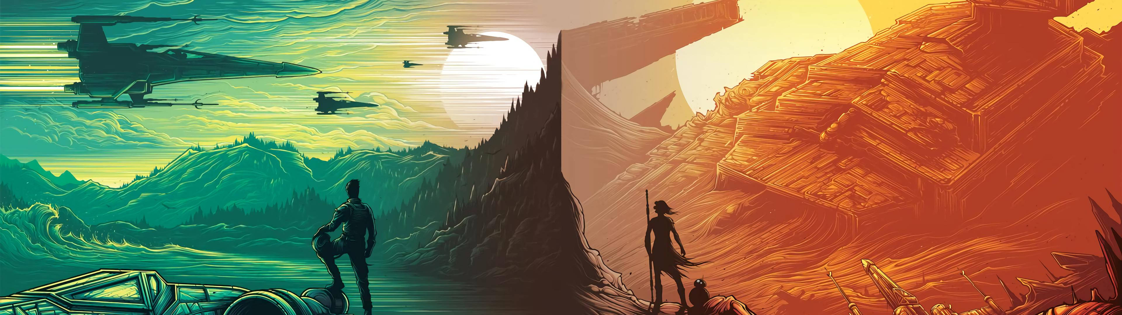 3840x1080 HD Çift Monitör Star Wars Sanatı