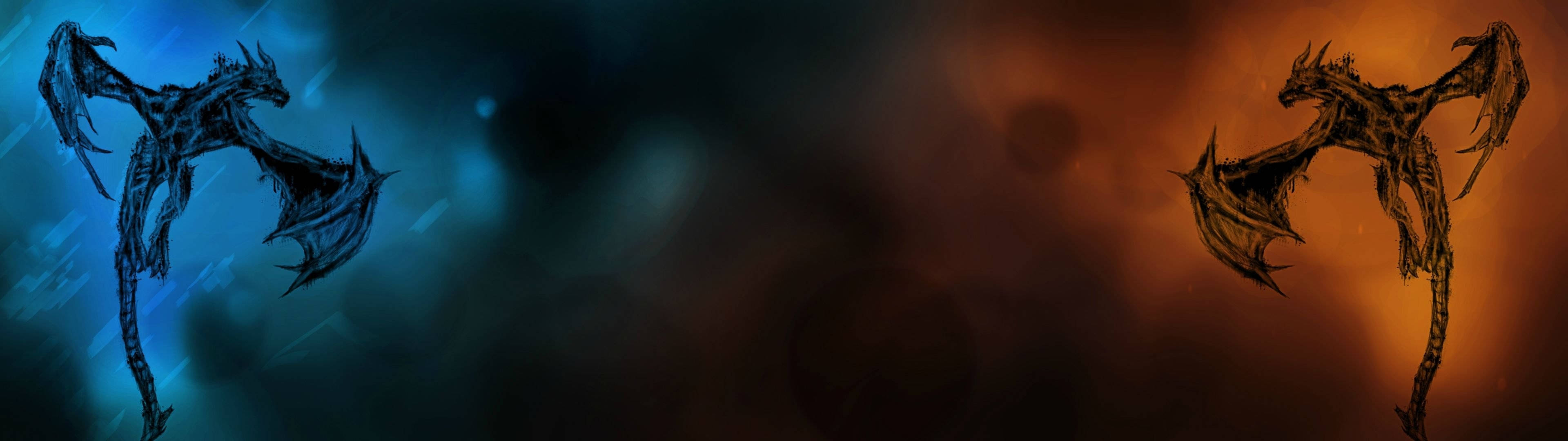3840x1080 HD Çift Monitör Ejderhalar Duvar Kağıdı