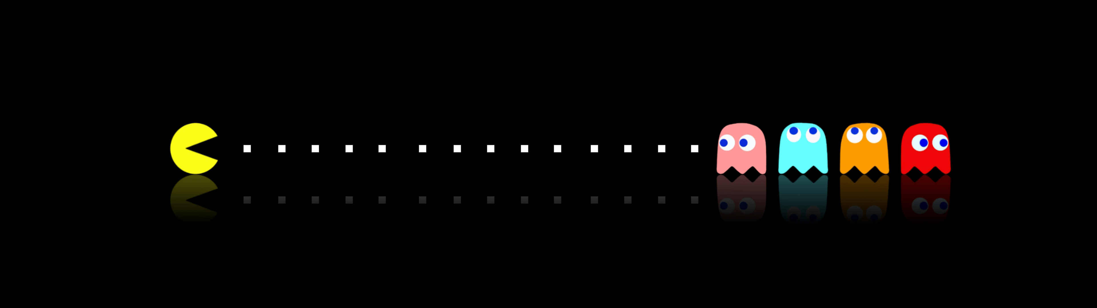 3840x1080 HD Çift Monitör Pacman Duvar Kağıdı