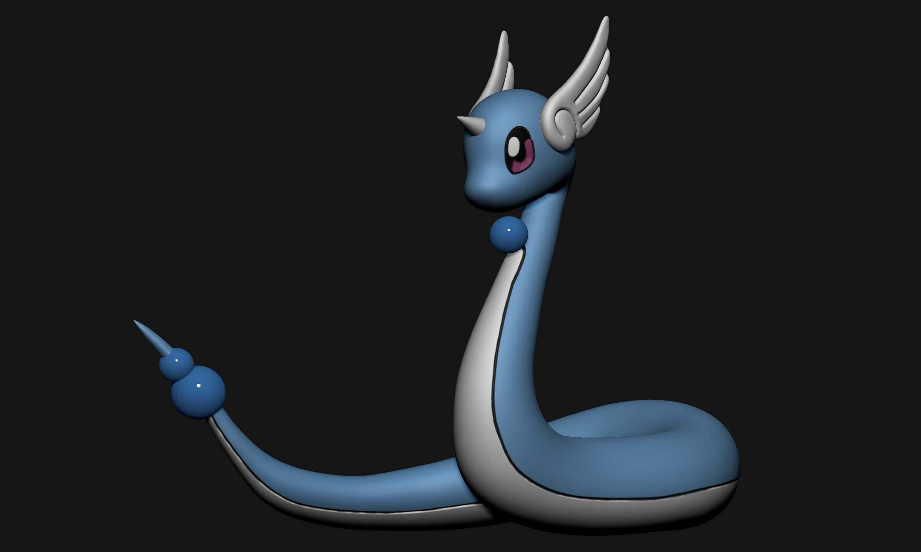 3D Dragonair Pokemon Siyah Arkaplanda Duvar Kağıdı