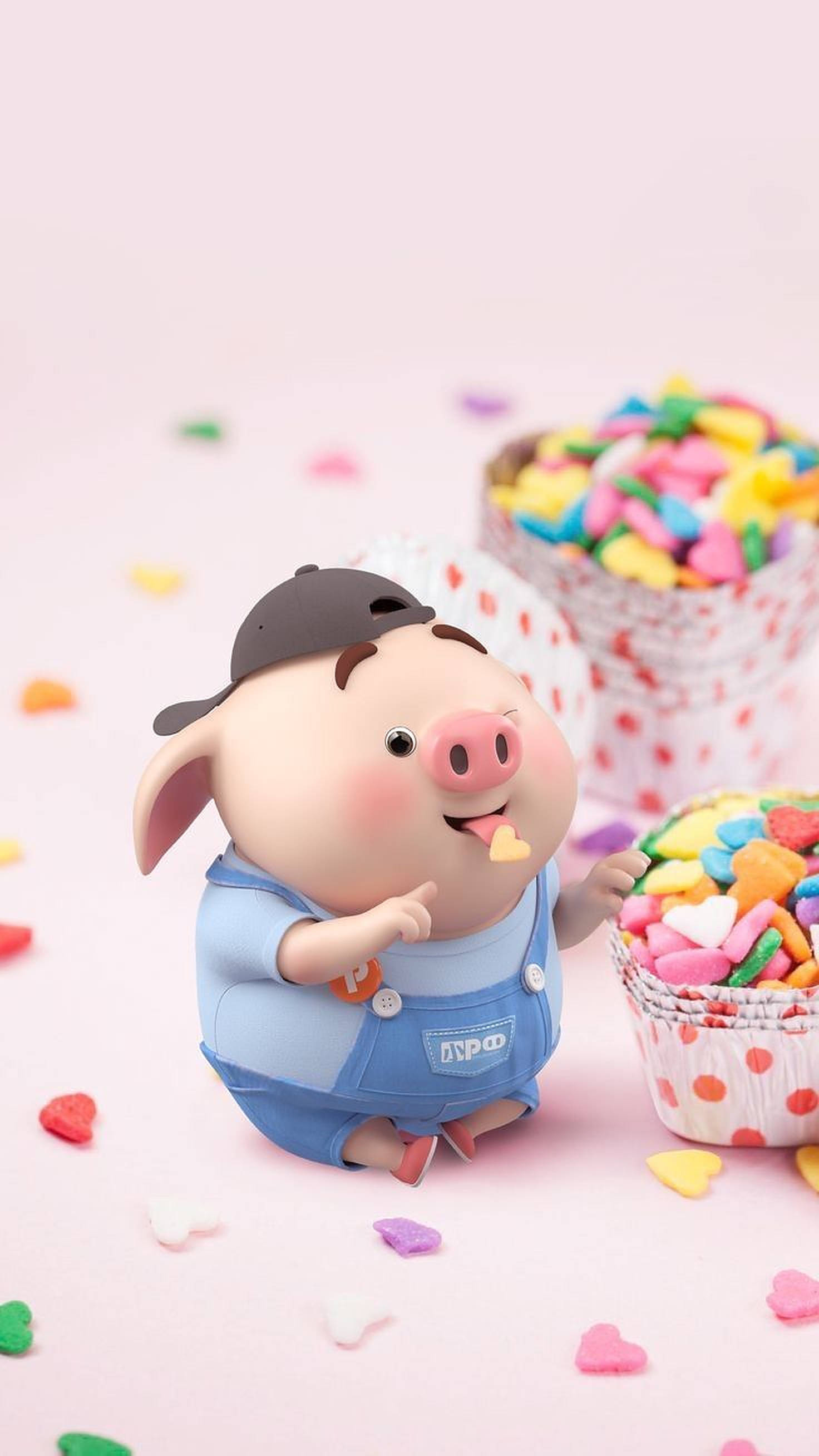 3D Karikatür Sevimli Domuz Duvar Kağıdı