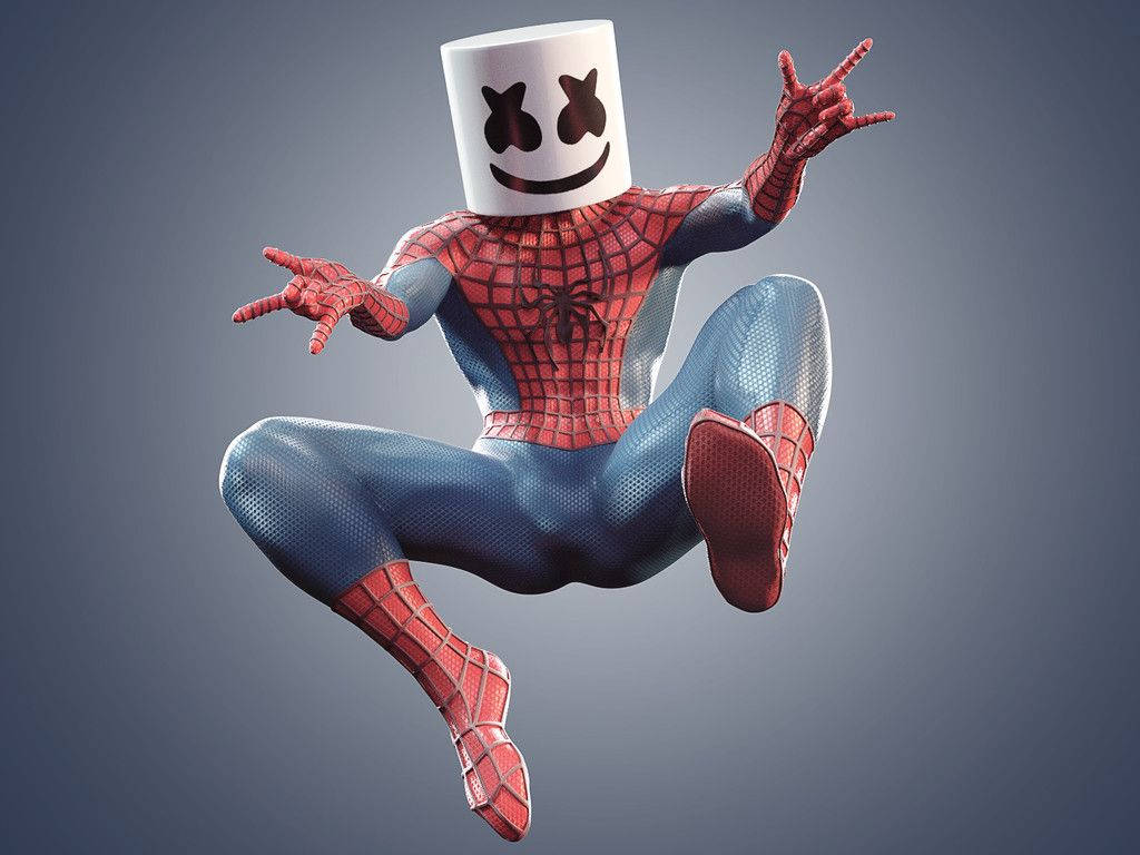 3D Komik Marshmello Örümcek Adam Duvar Kağıdı