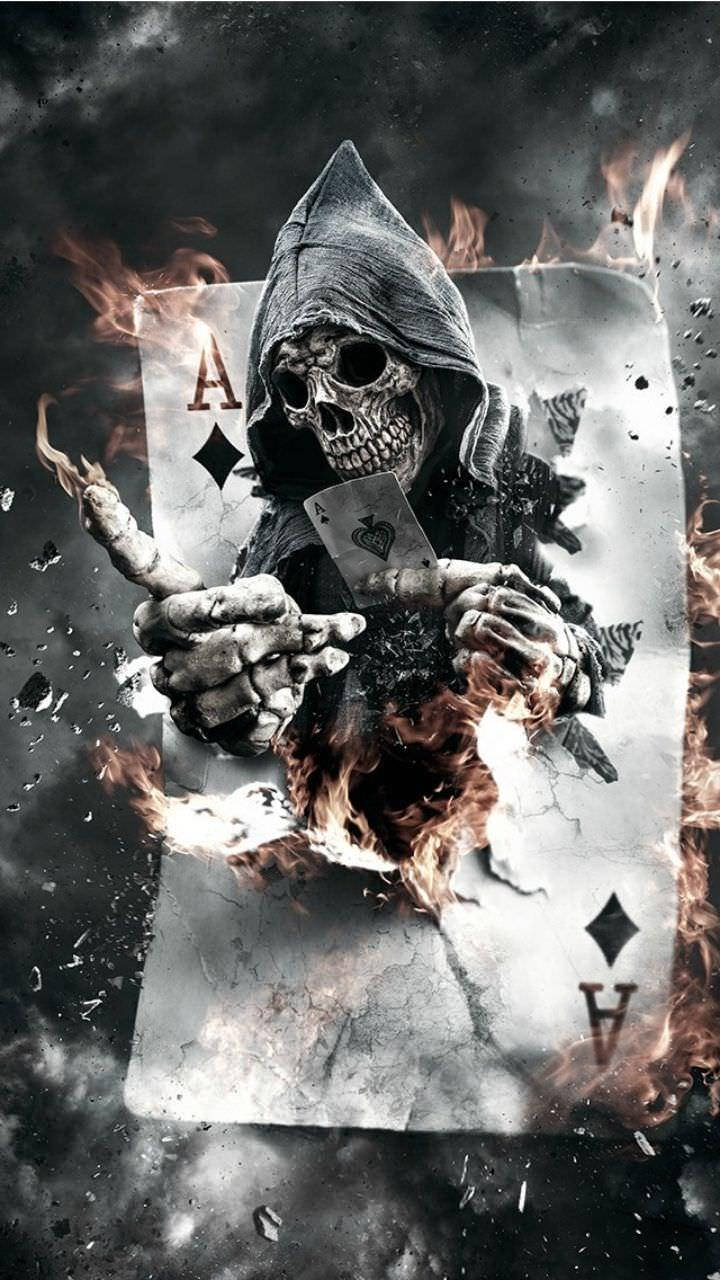 3D Korku Grim Reaper Kart Oyunu Duvar Kağıdı