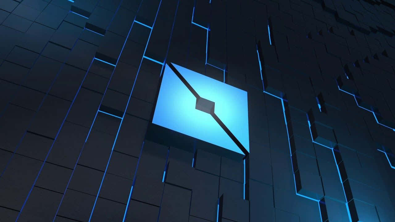 3D Roblox Mavi Kare Logo Duvar Kağıdı