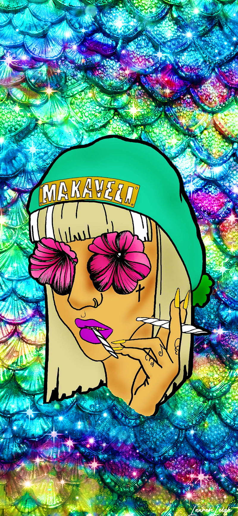 420 Denizkızı Yüzgeci Deseni Duvar Kağıdı