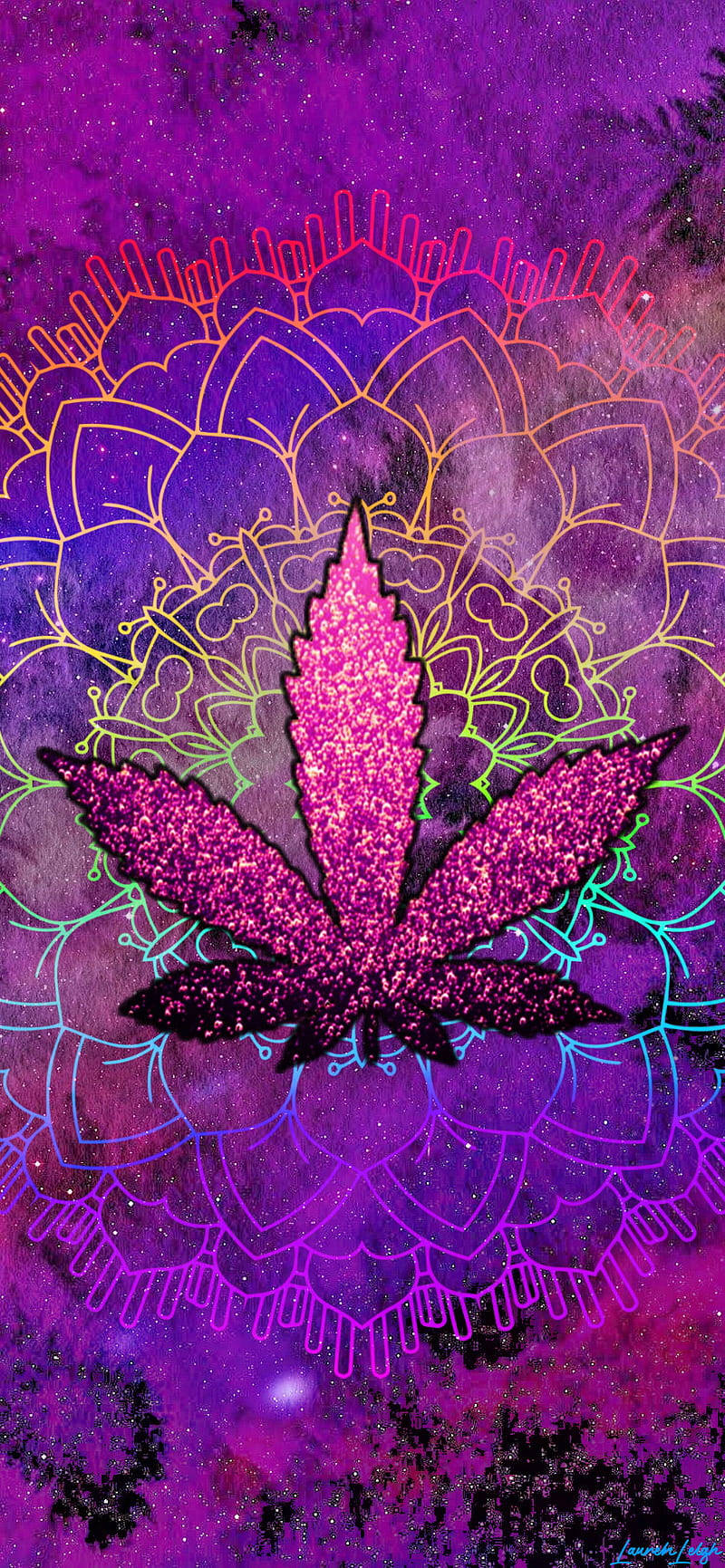 420 Mor Parıltılı Esrar Duvar Kağıdı