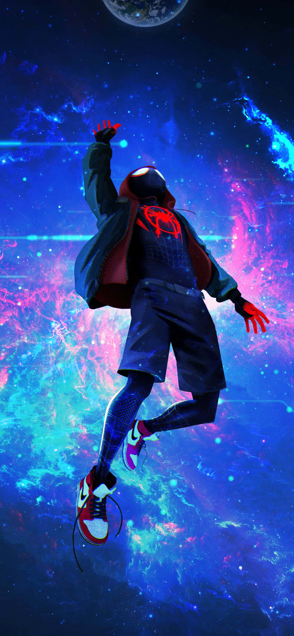 4K AMOLED Arkaplan Miles Morales Örümcek Evreninde Düşüyor Duvar Kağıdı