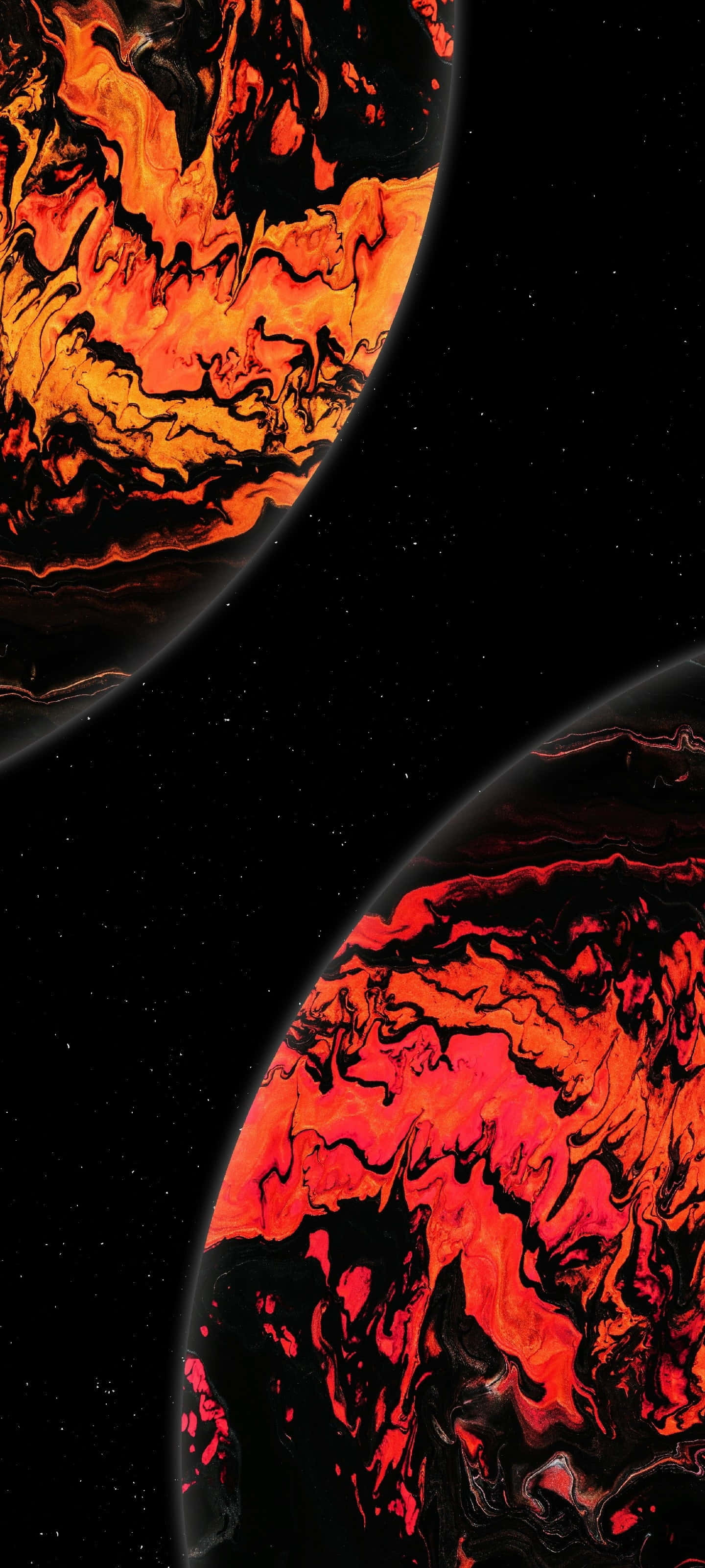 4K AMOLED Arkaplan Birbirine Yakın Kırmızı ve Sarı Gezegenler Duvar Kağıdı