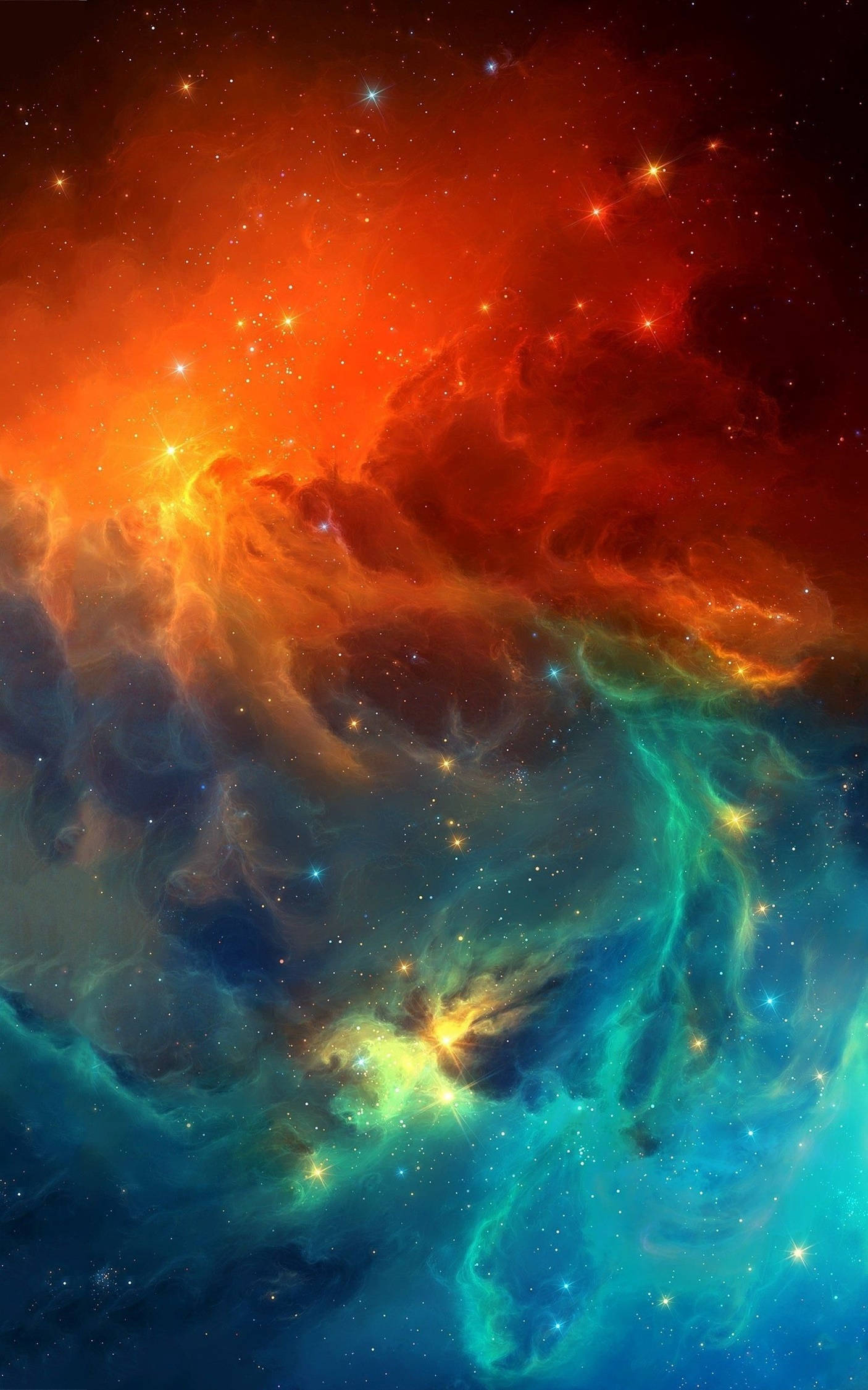 4K Android Mavi Kırmızı Nebula Duvar Kağıdı