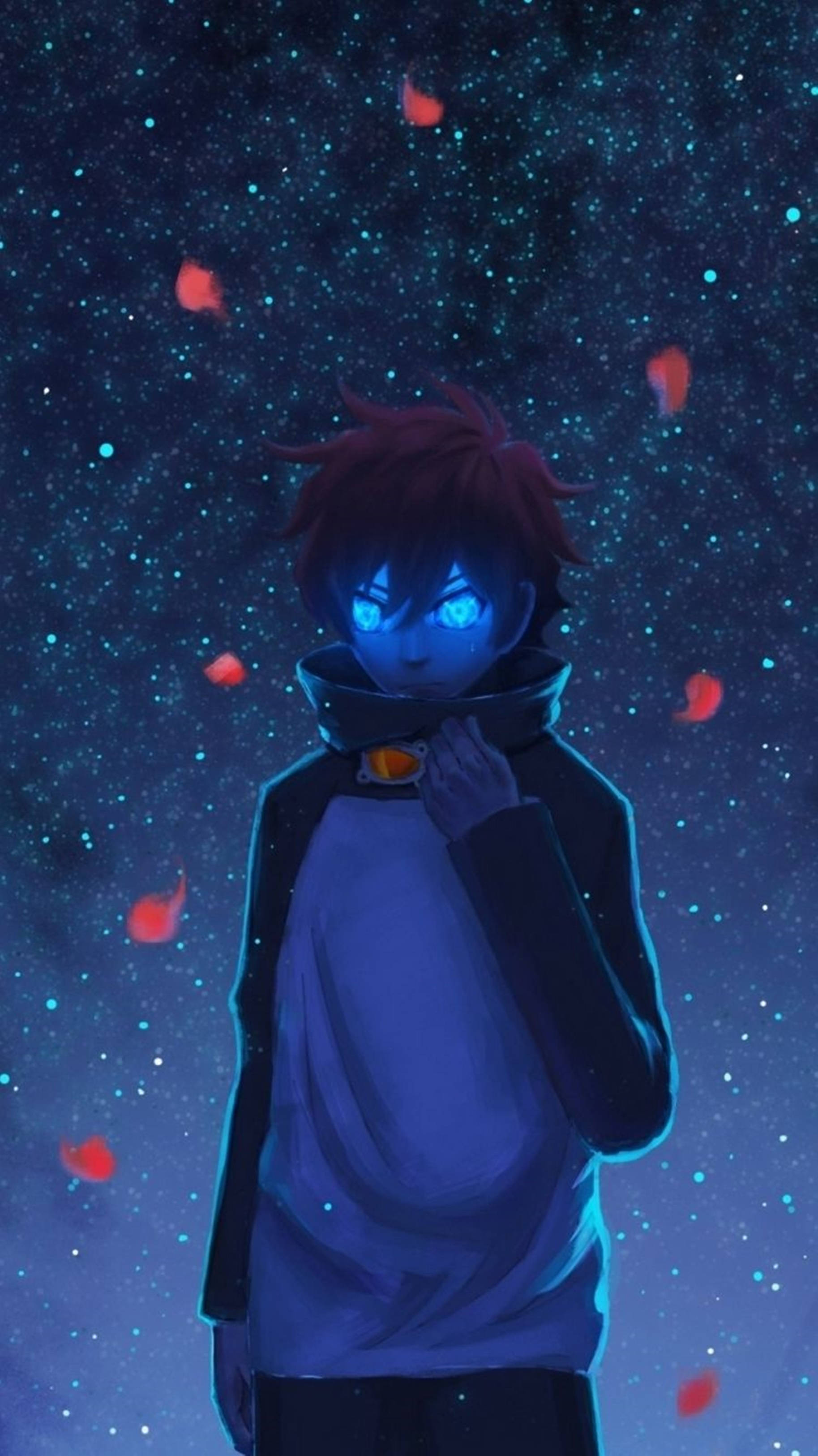 4K Anime IPhone Çocuk Mavi Parlayan Gözler — 4K anime GIF Duvar Kağıdı