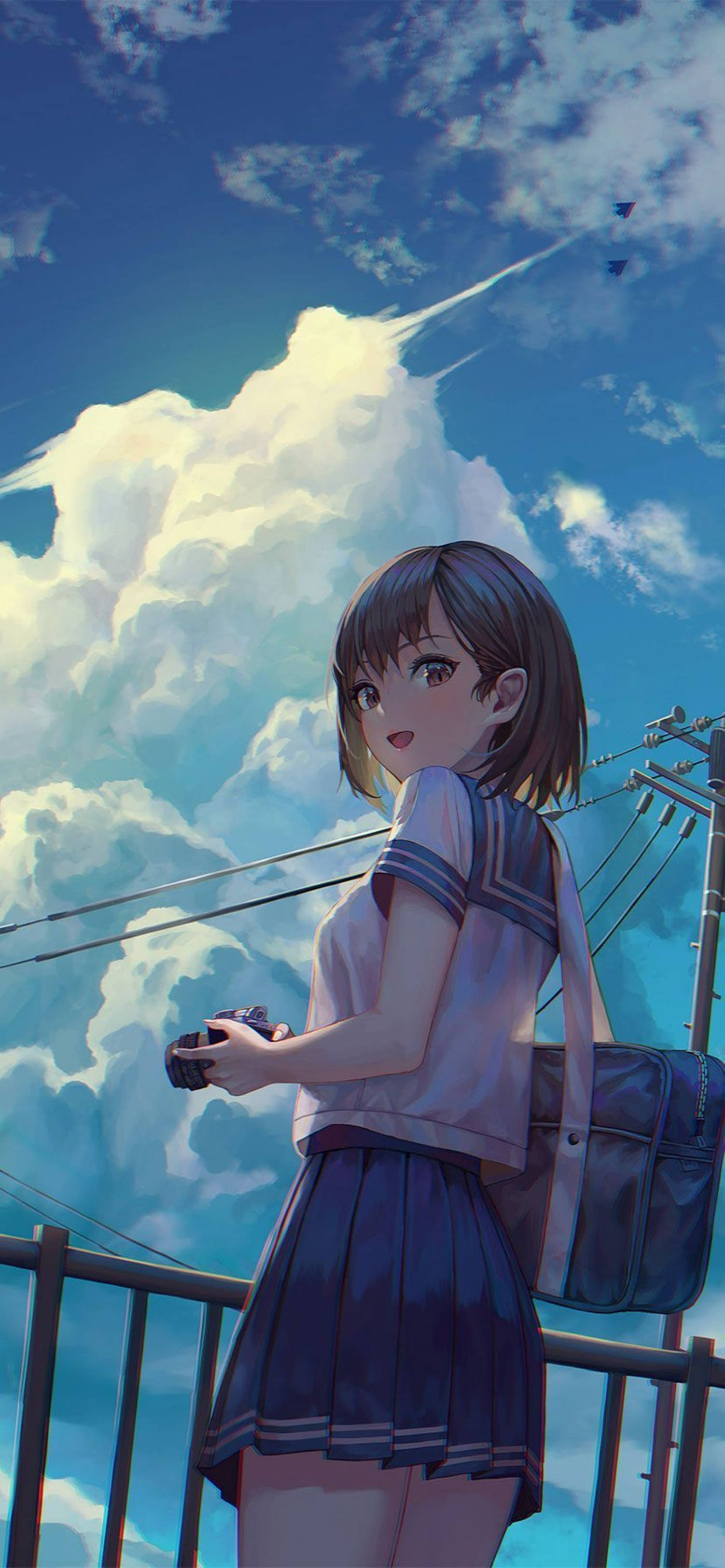 4K Anime iPhone Sevimli Okul Kızı Duvar Kağıdı
