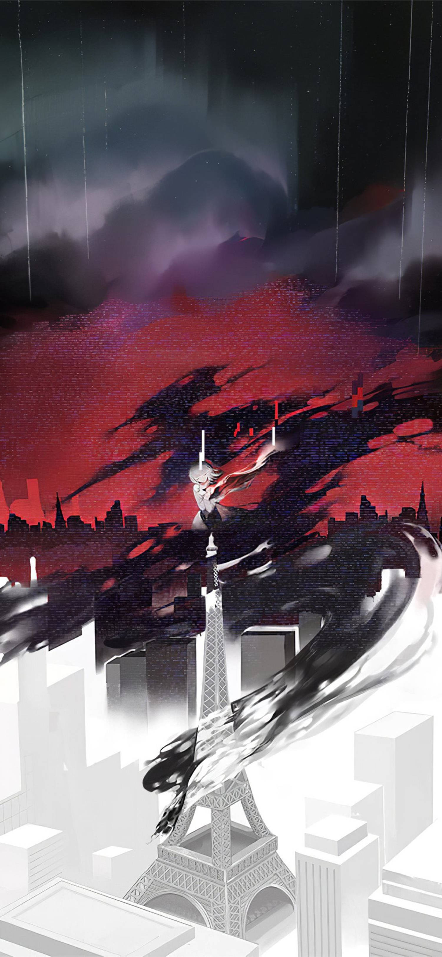4K Anime Kızı Eyfel Kulesi'nde Duvar Kağıdı