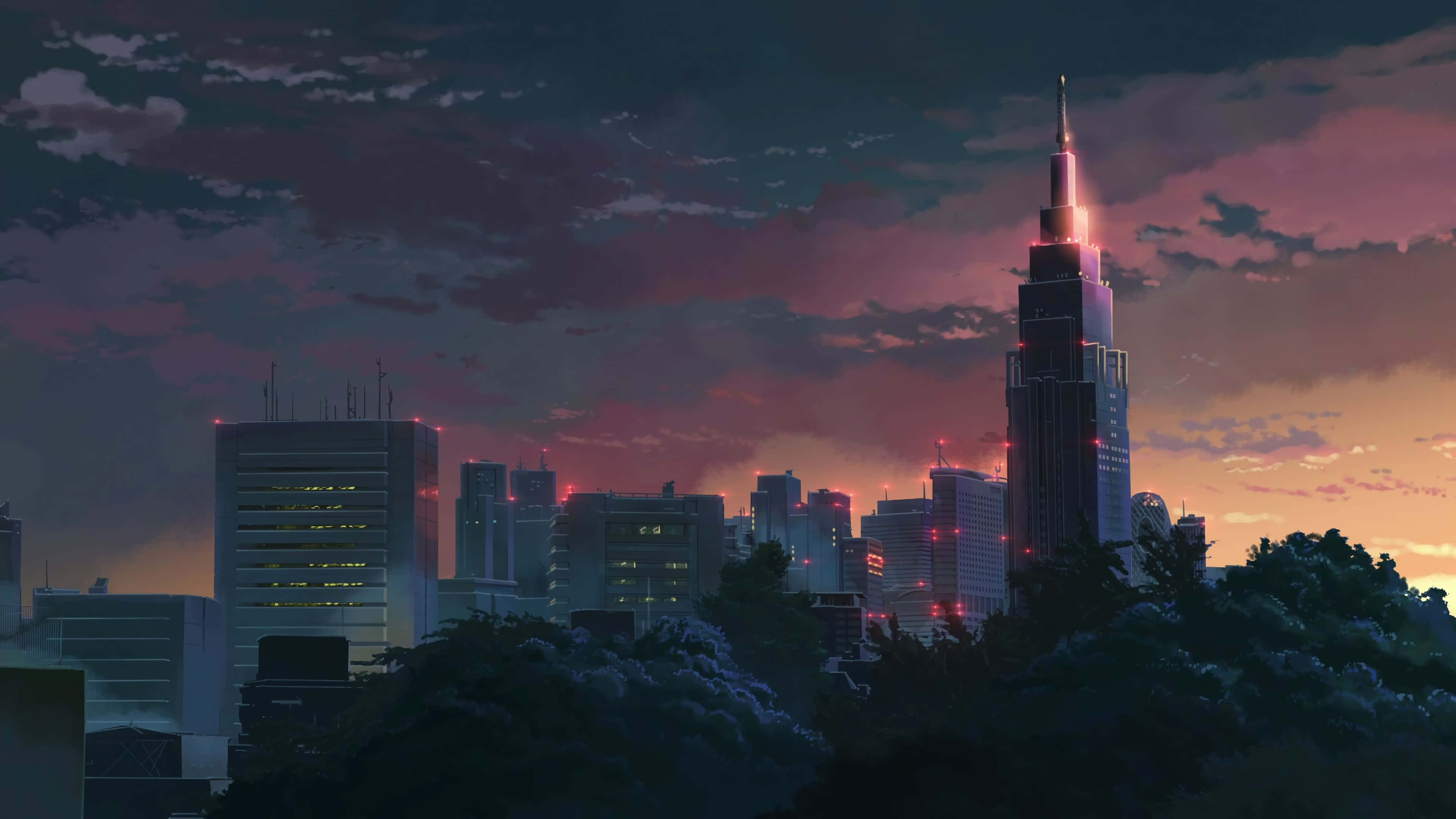 4K Anime Tokyo Şehir Manzarası Duvar Kağıdı