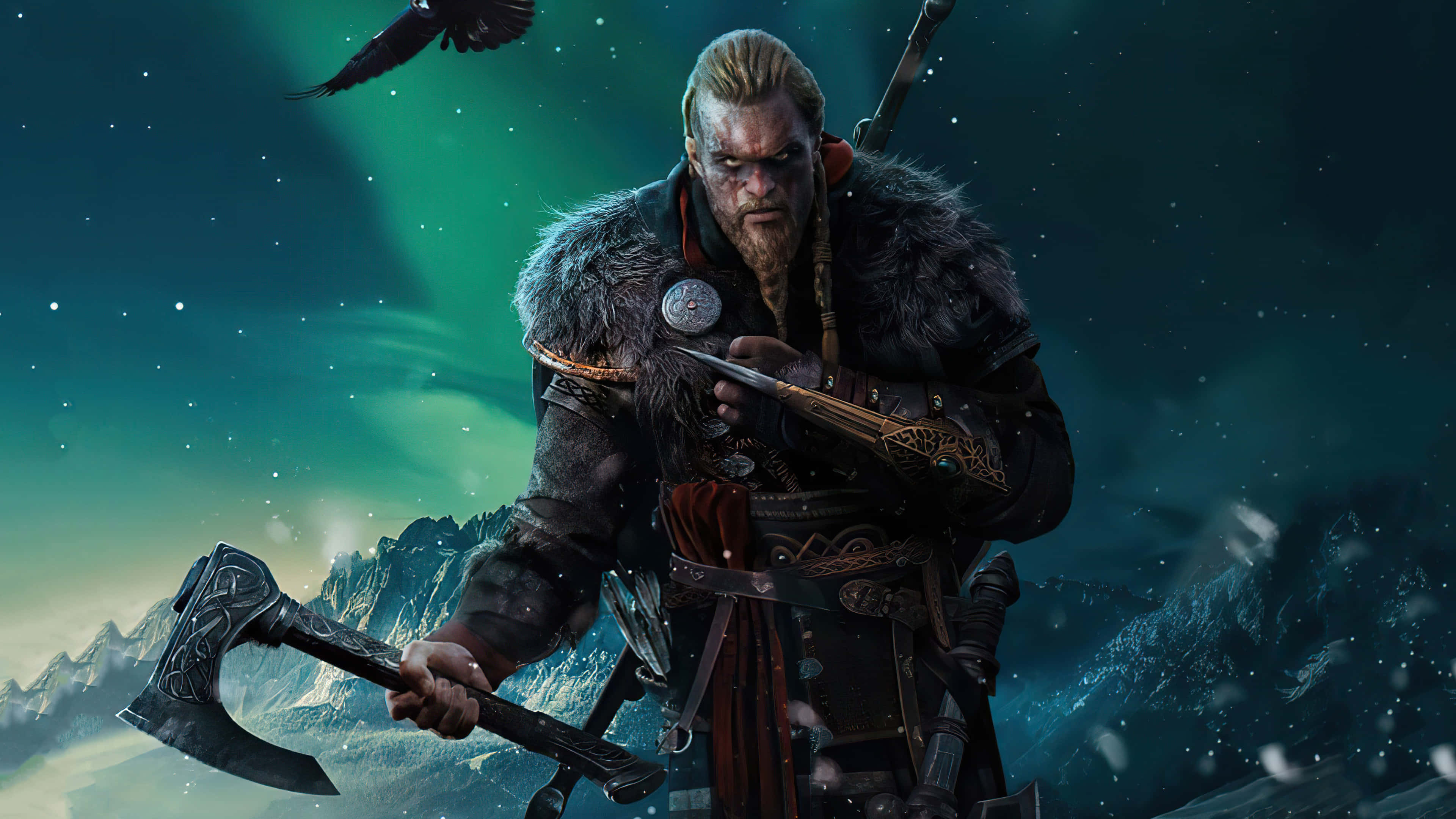 4K Assassin's Creed Valhalla Duvar Kağıdı Eivor Baltasıyla Duvar Kağıdı