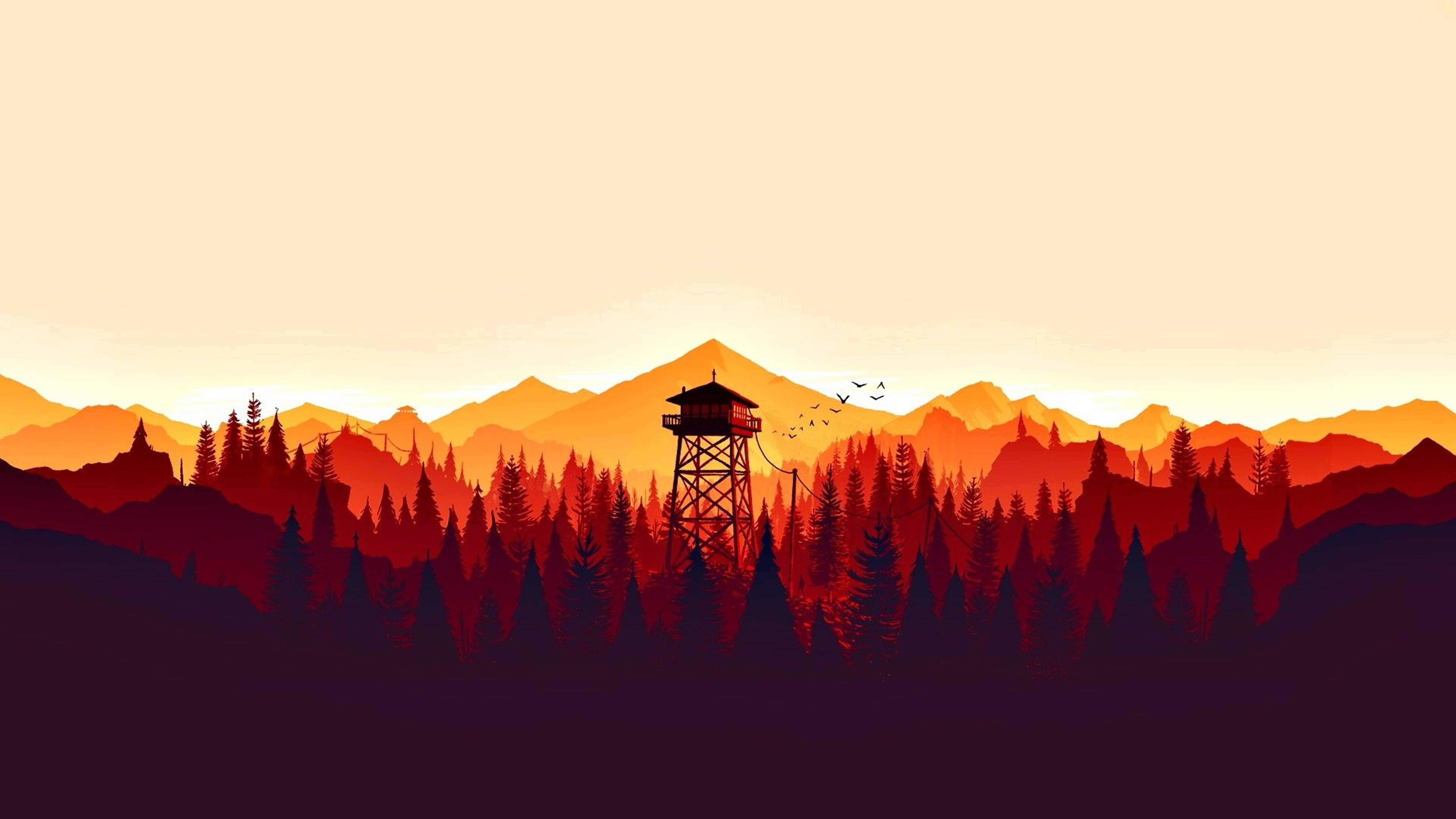 4K Firewatch Canlı Turuncu Dağlar Duvar Kağıdı