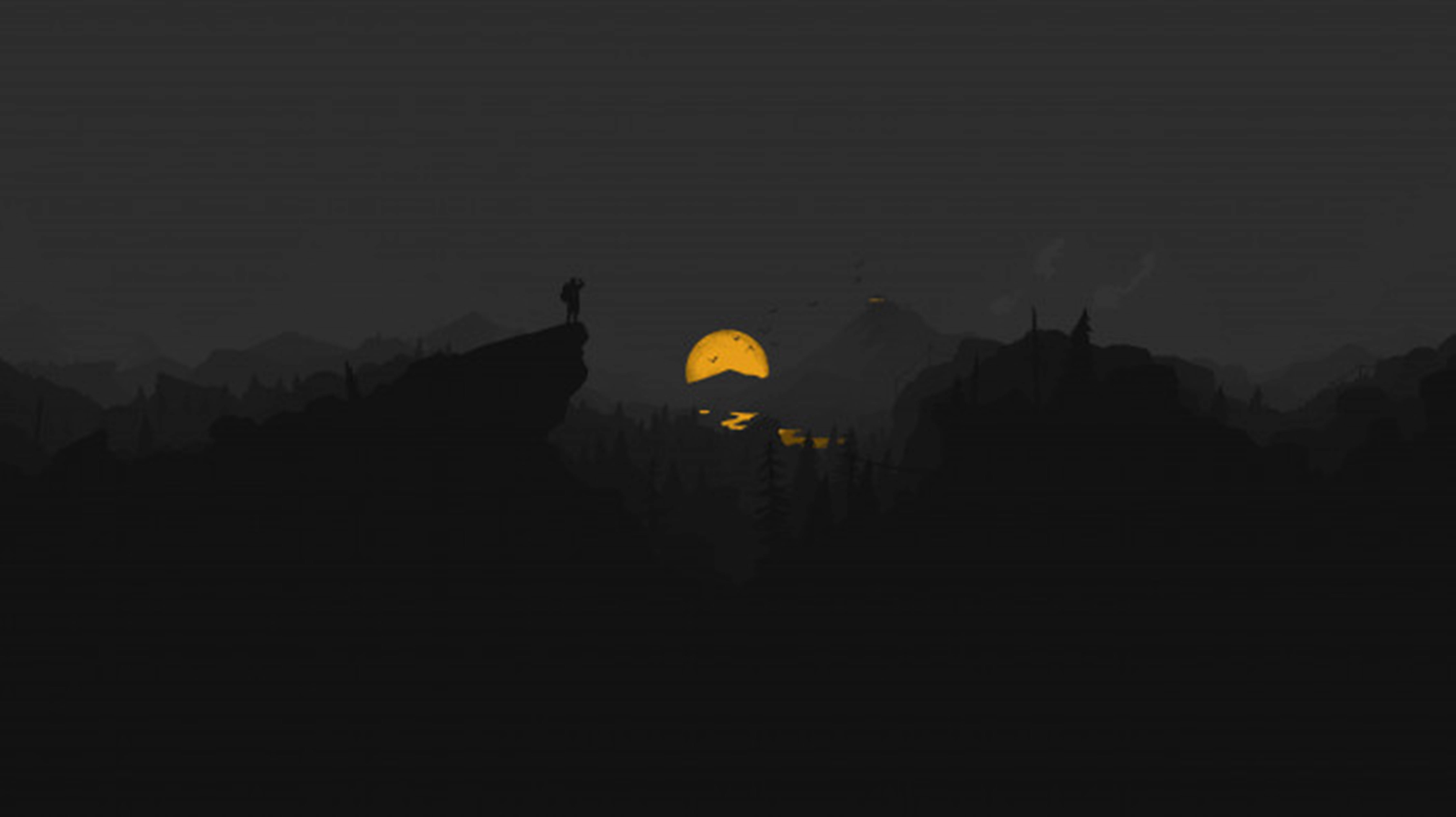 4K Firewatch Sarı Ay Nehir Duvar Kağıdı