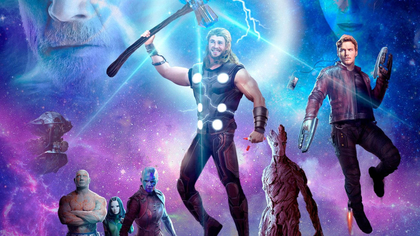 4K Galaksinin Koruyucuları Thor ile Duvar Kağıdı