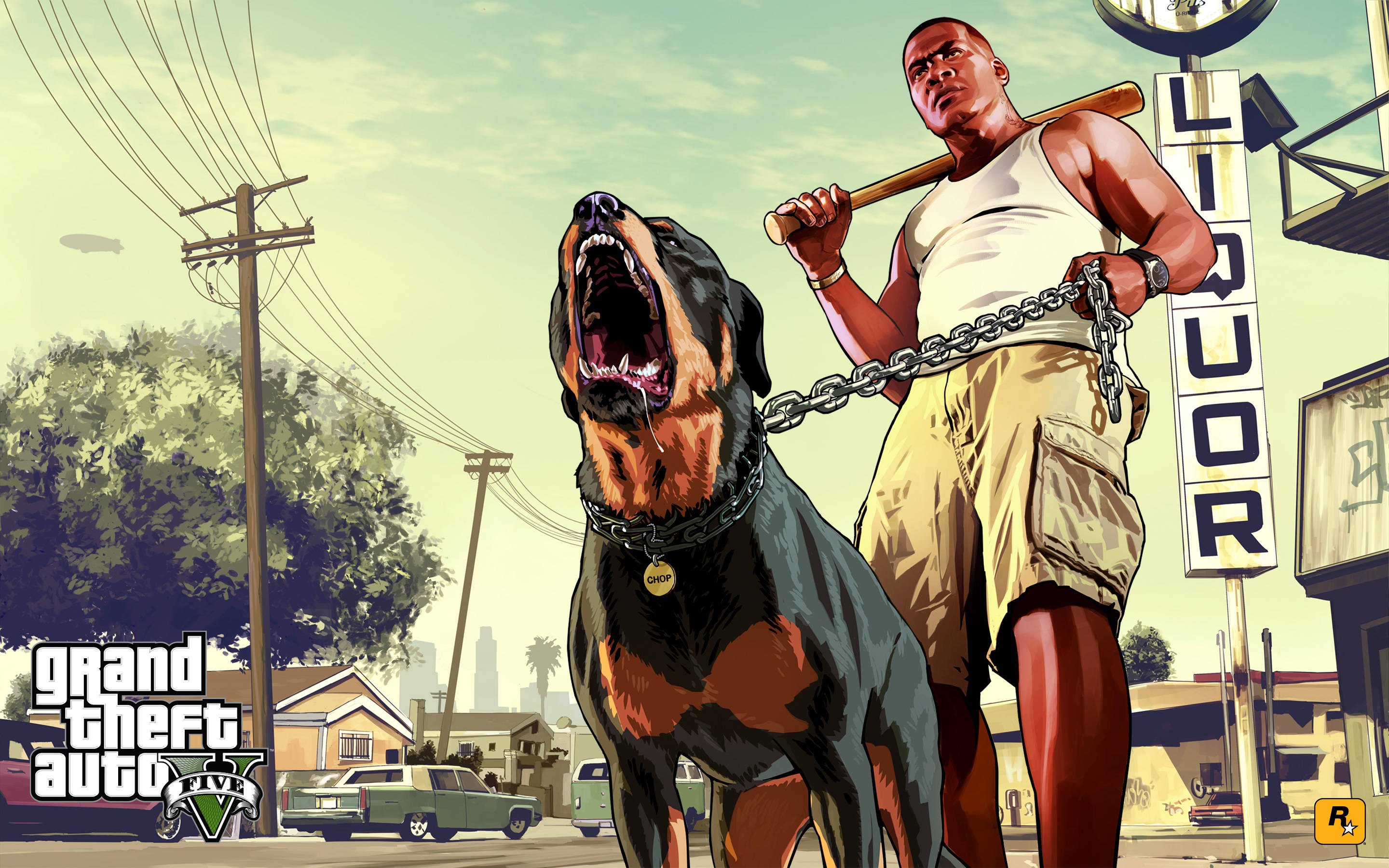 4K GTA 5 Franklin Chop'u Tutarken Duvar Kağıdı
