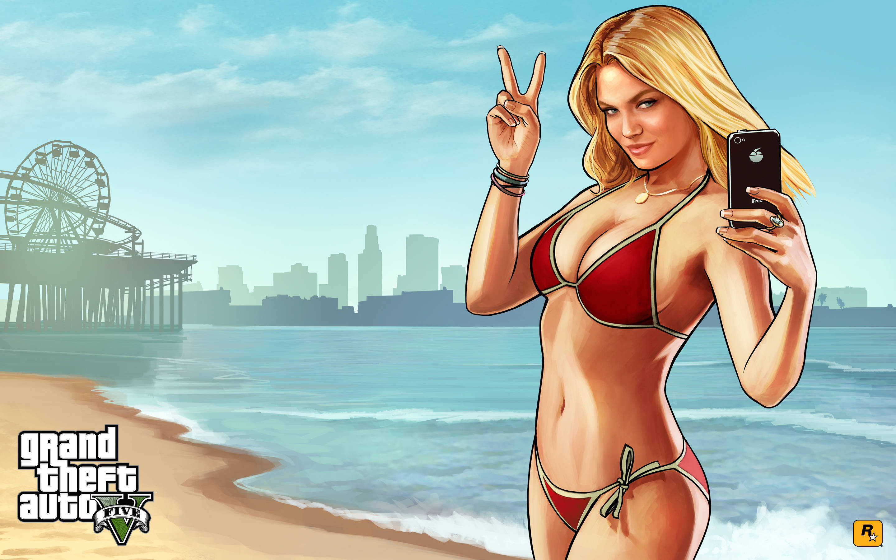 4K GTA 5 Plajda Bikini Kızı Duvar Kağıdı