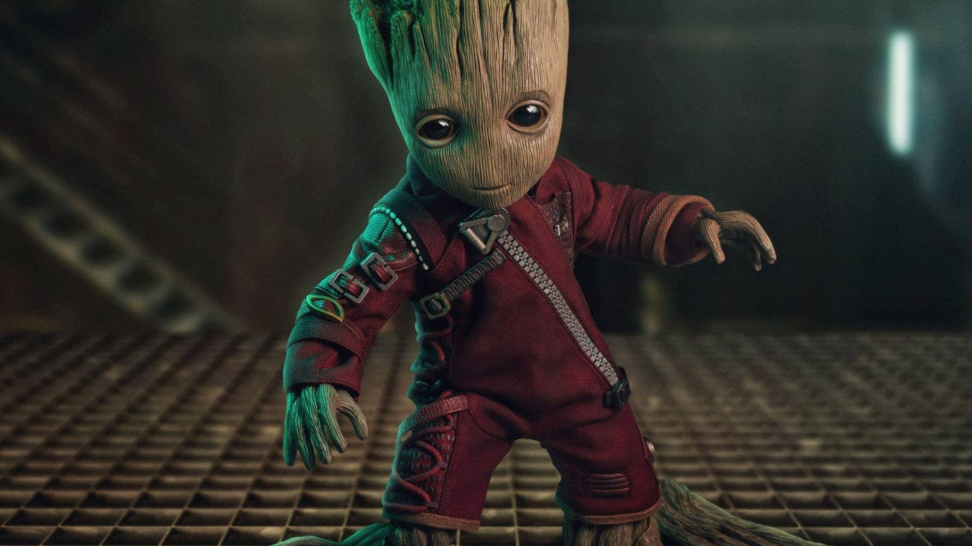 4K Guardians Of The Galaxy Kırmızı Tulumlu Bebek Groot Duvar Kağıdı