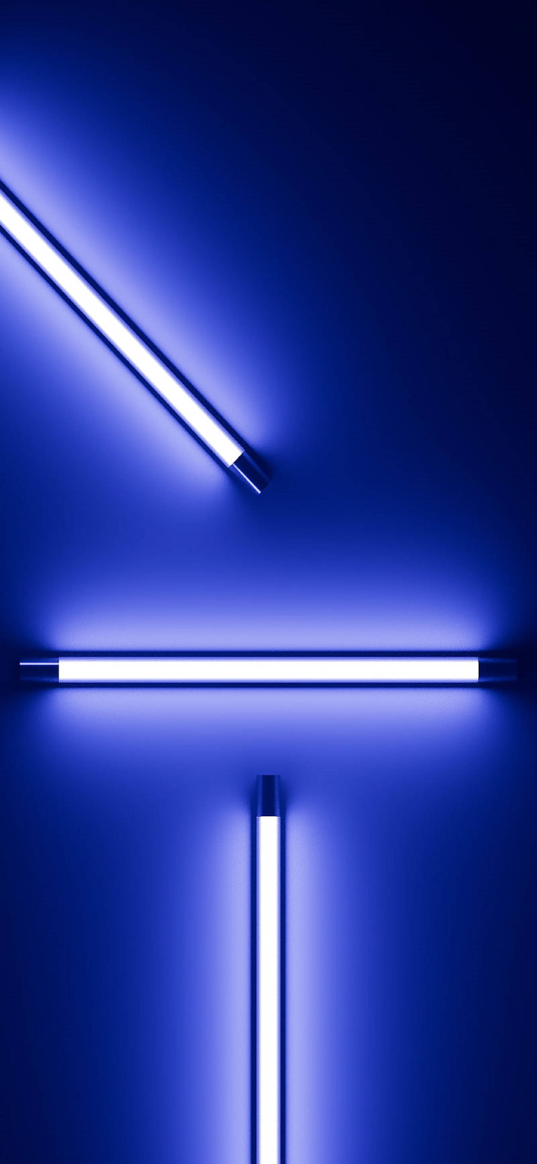 4K Neon Mavi Işıklar Duvarda iPhone Duvar Kağıdı