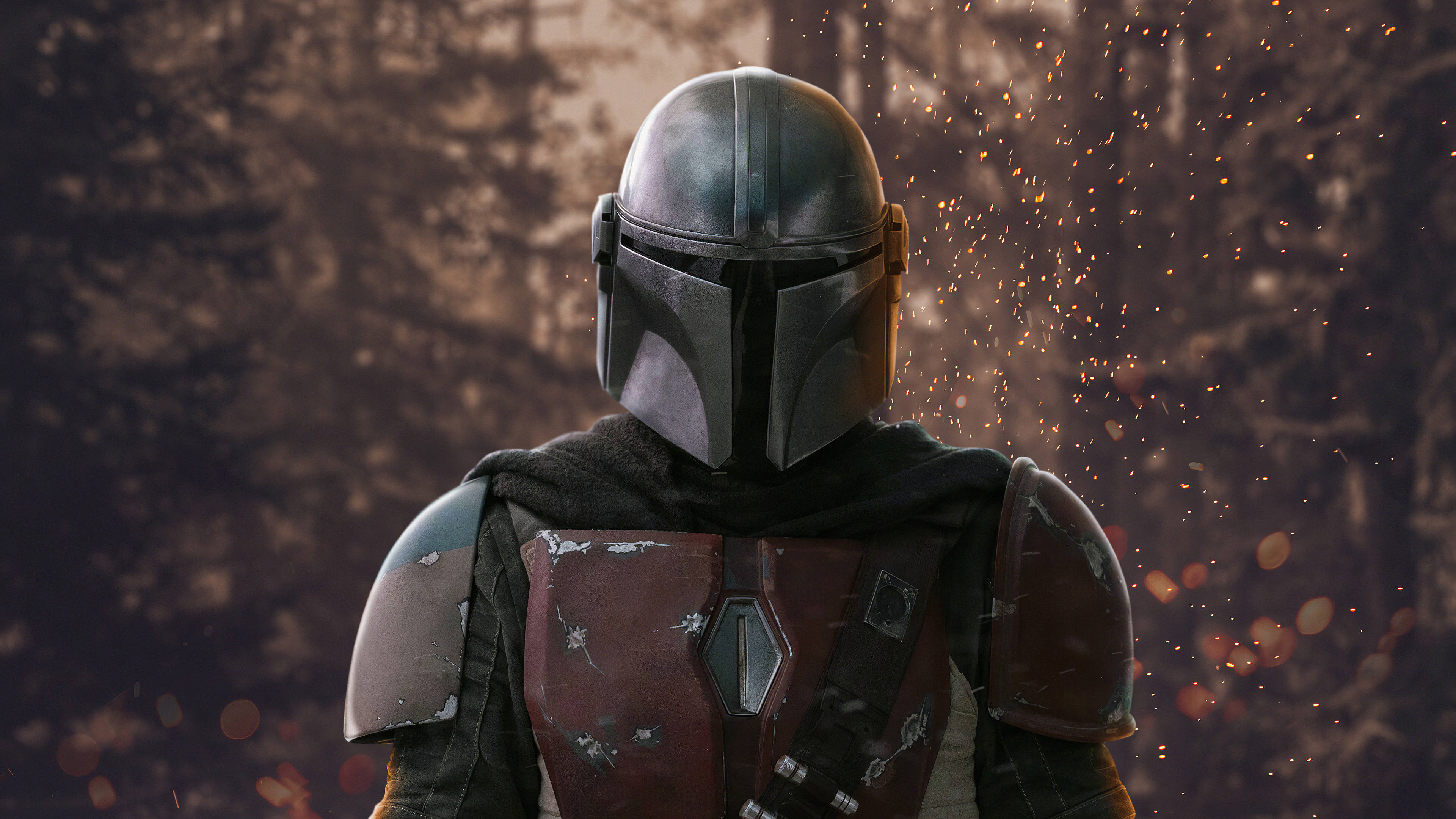 4K The Mandalorian Boba Fett Karanlık Ormanda Duvar Kağıdı