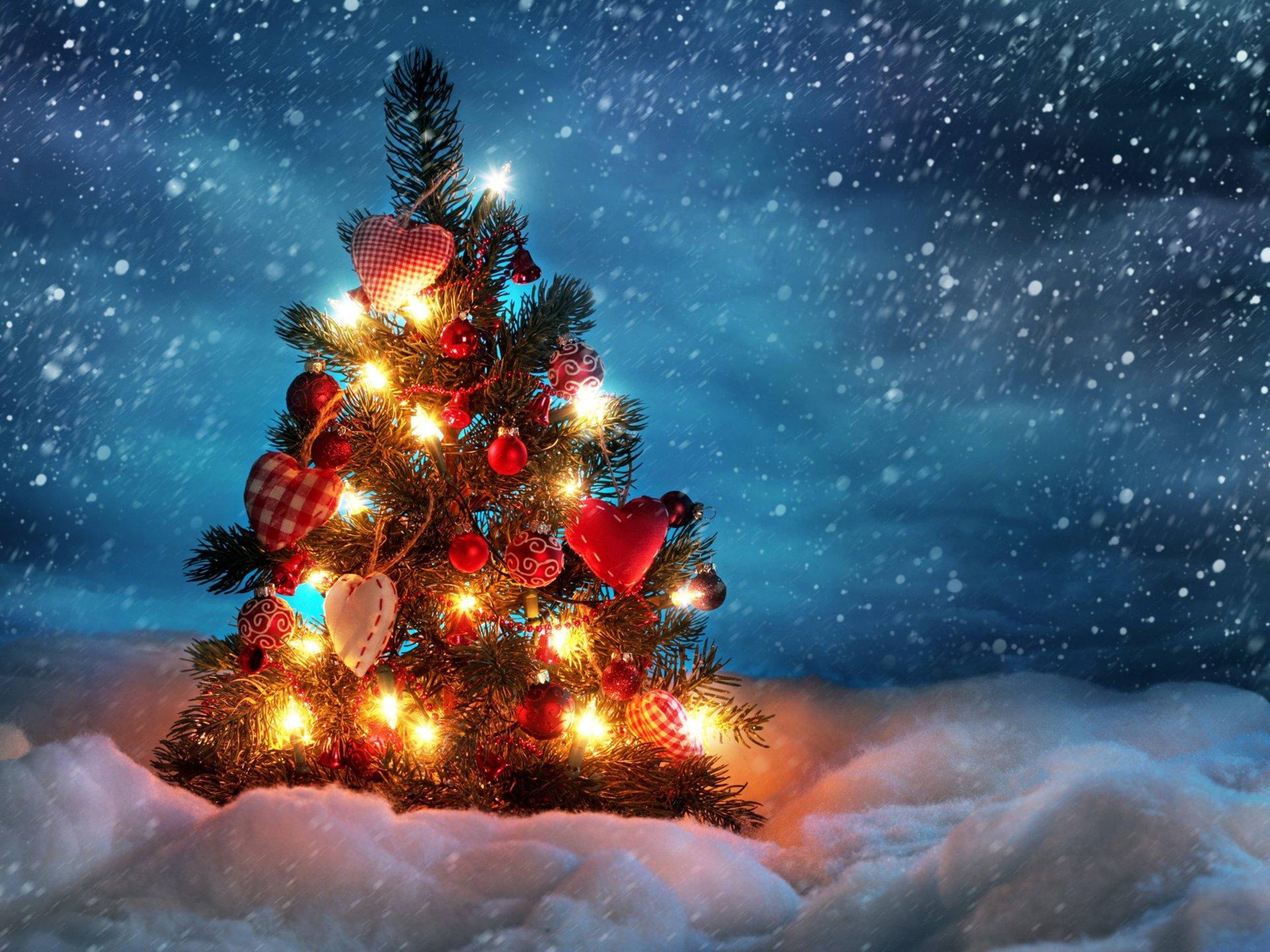 4K Ultra HD Noel Ağacı Kış Duvar Kağıdı