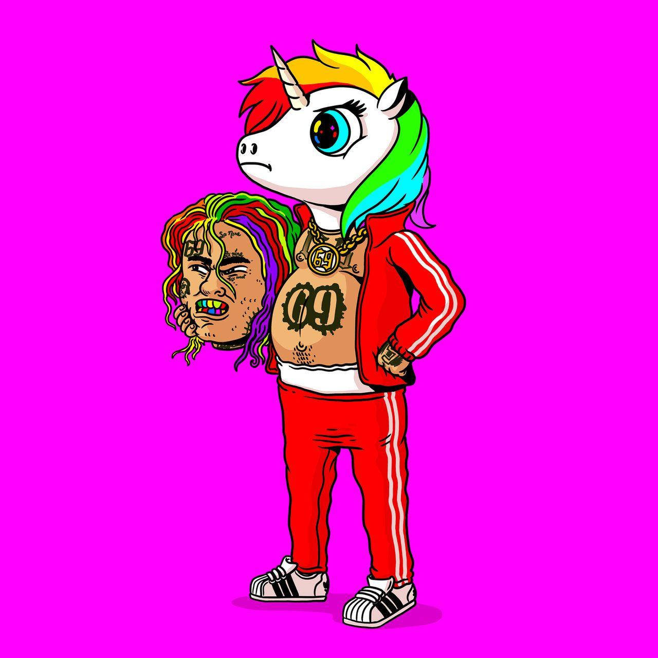 6ix9ine Gökkuşağı Unicorn ile Duvar Kağıdı