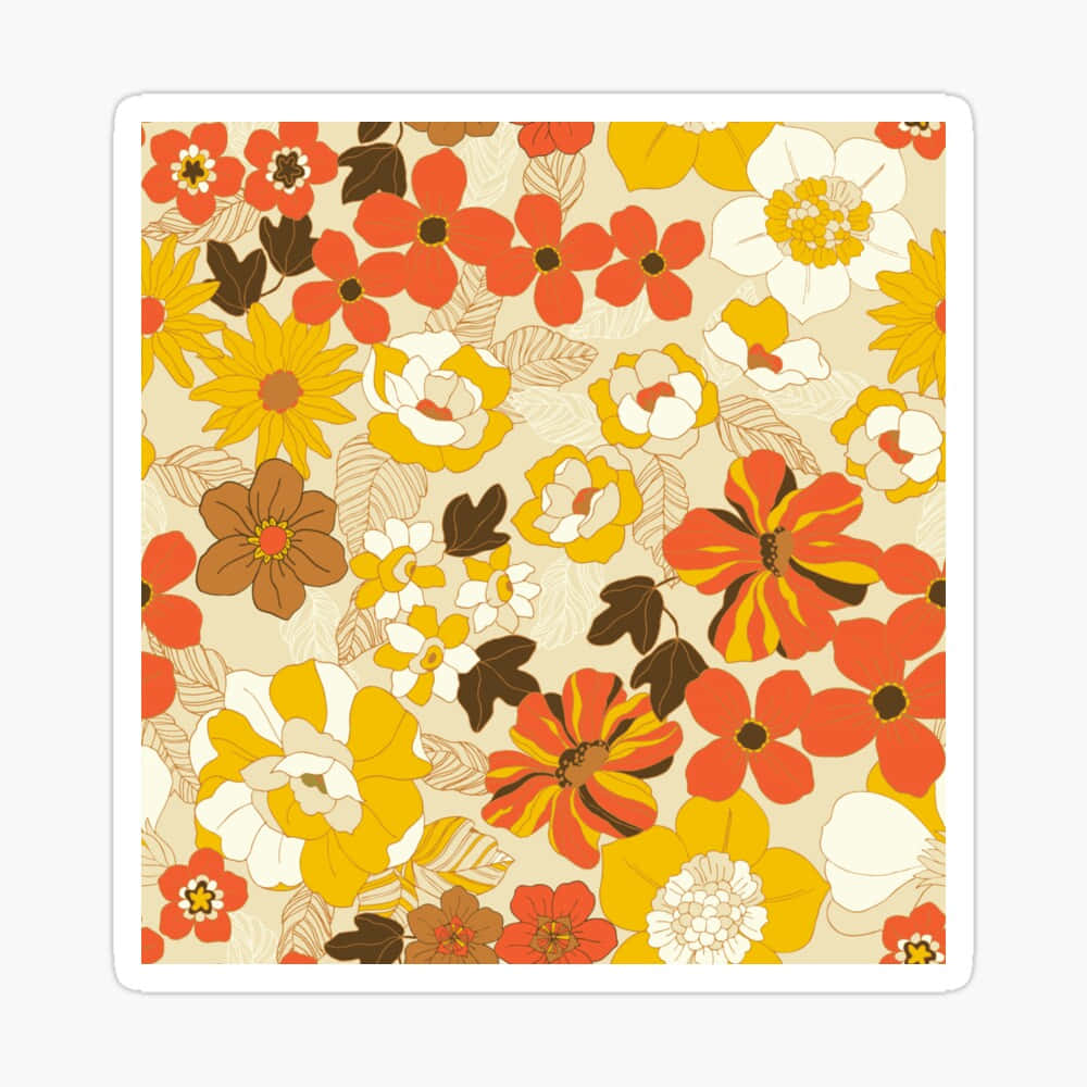 70'lerin Sıcak Çiçek Deseni Duvar Kağıdı