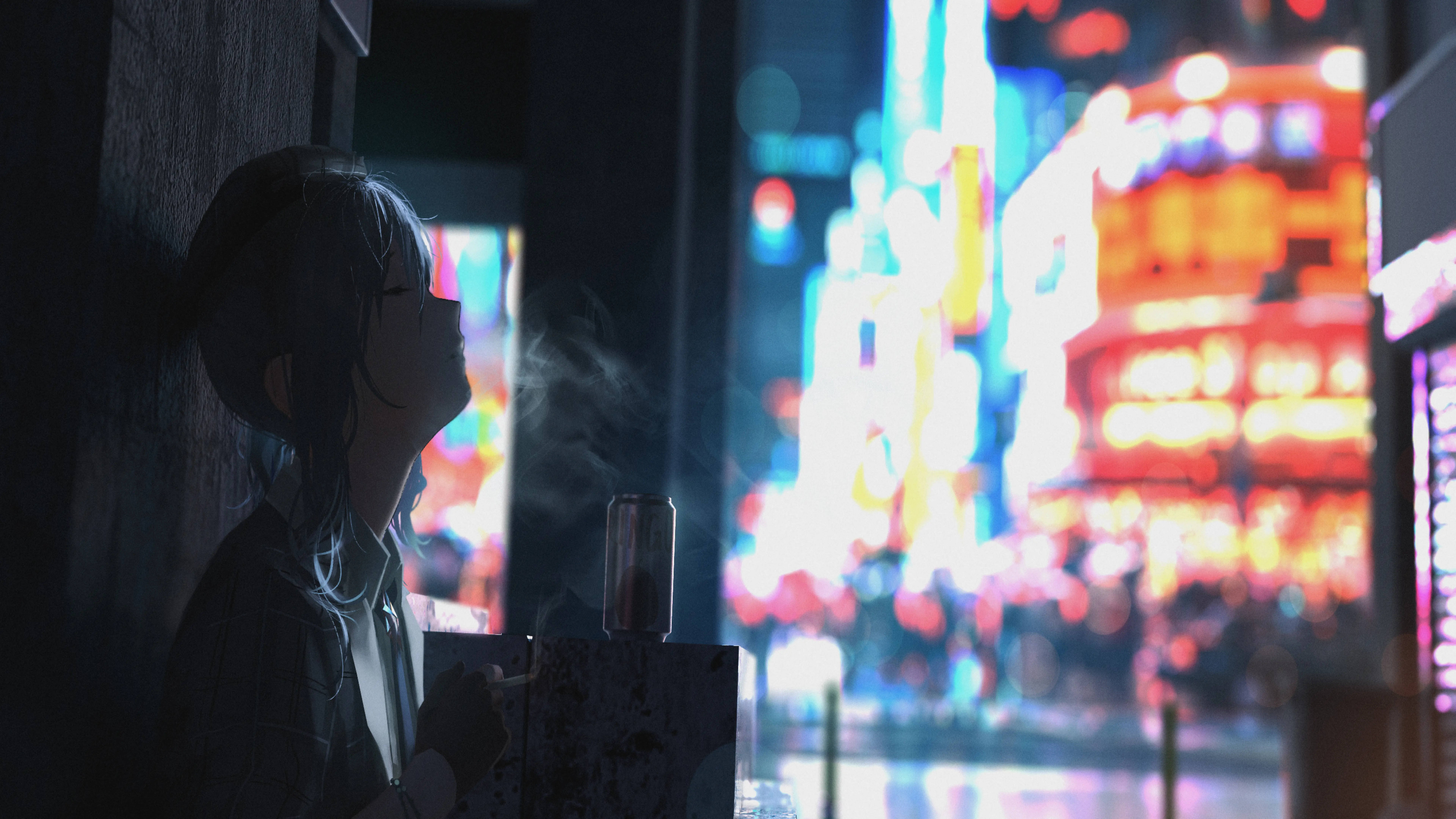 8K Anime Suisei Sigara İçiyor Duvar Kağıdı
