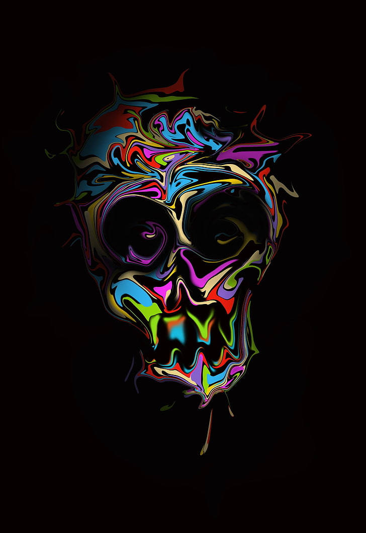 8K iPhone Trippy Kafatası Duvar Kağıdı
