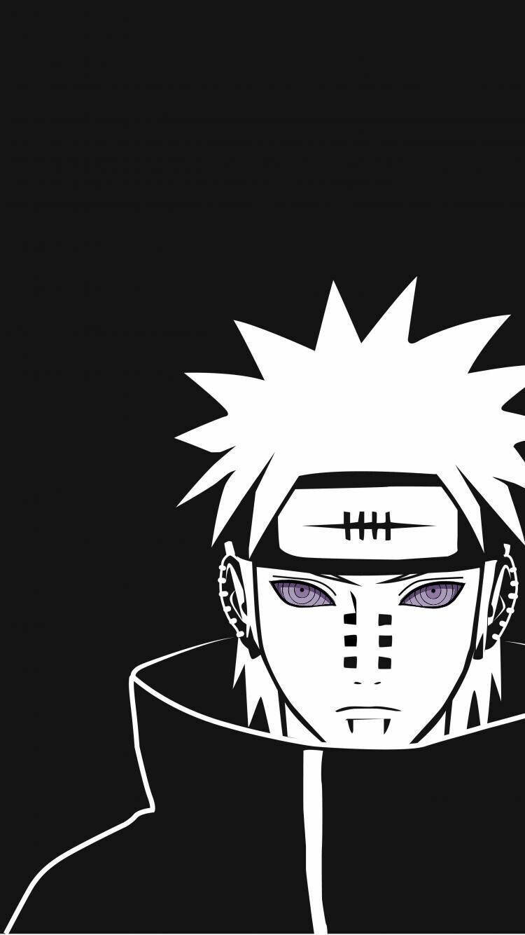 Acı Naruto Anime Siyah Beyaz iPhone Duvar Kağıdı