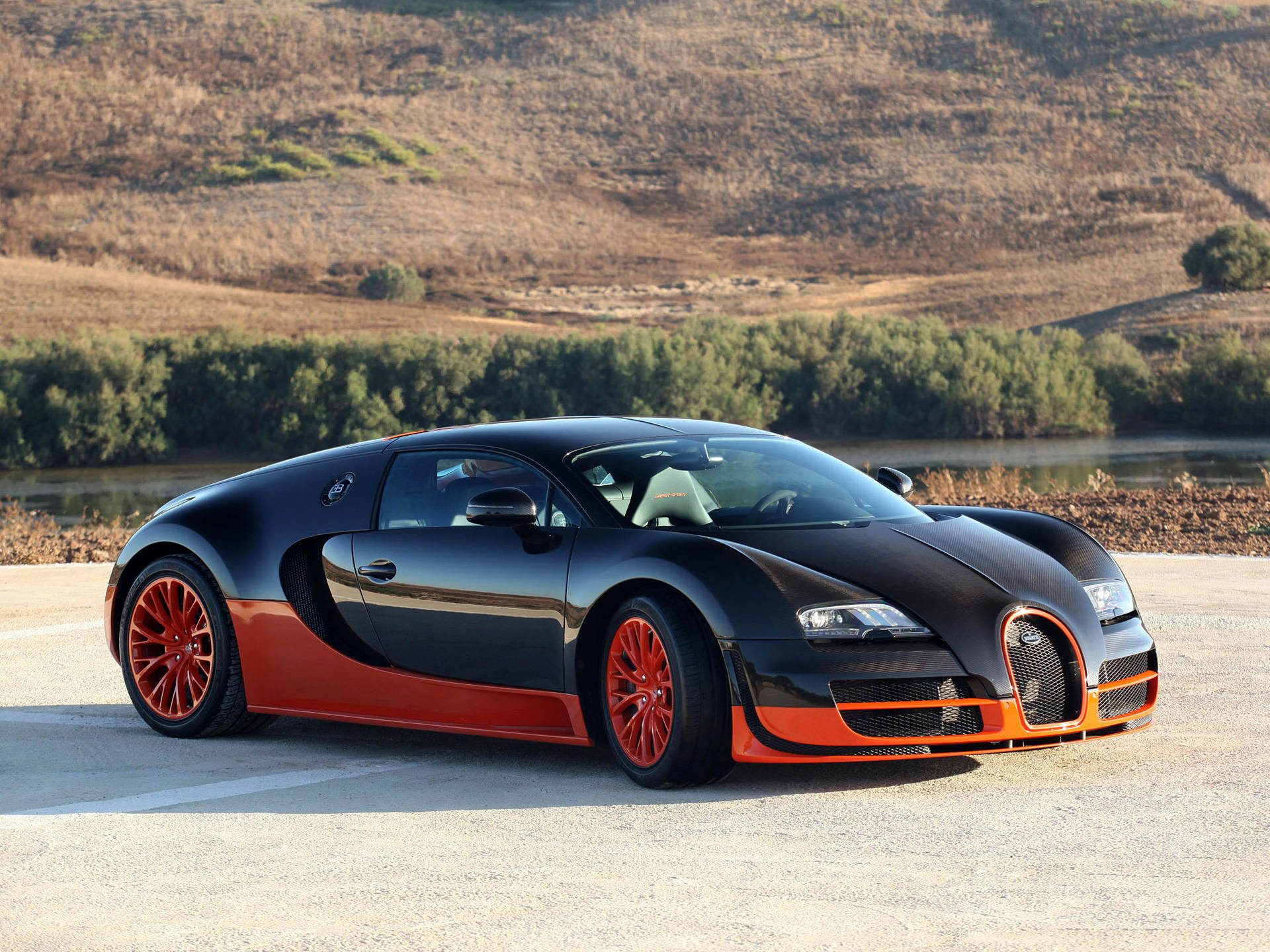 Açık Alanda Park Halindeki Bugatti Veyron Duvar Kağıdı